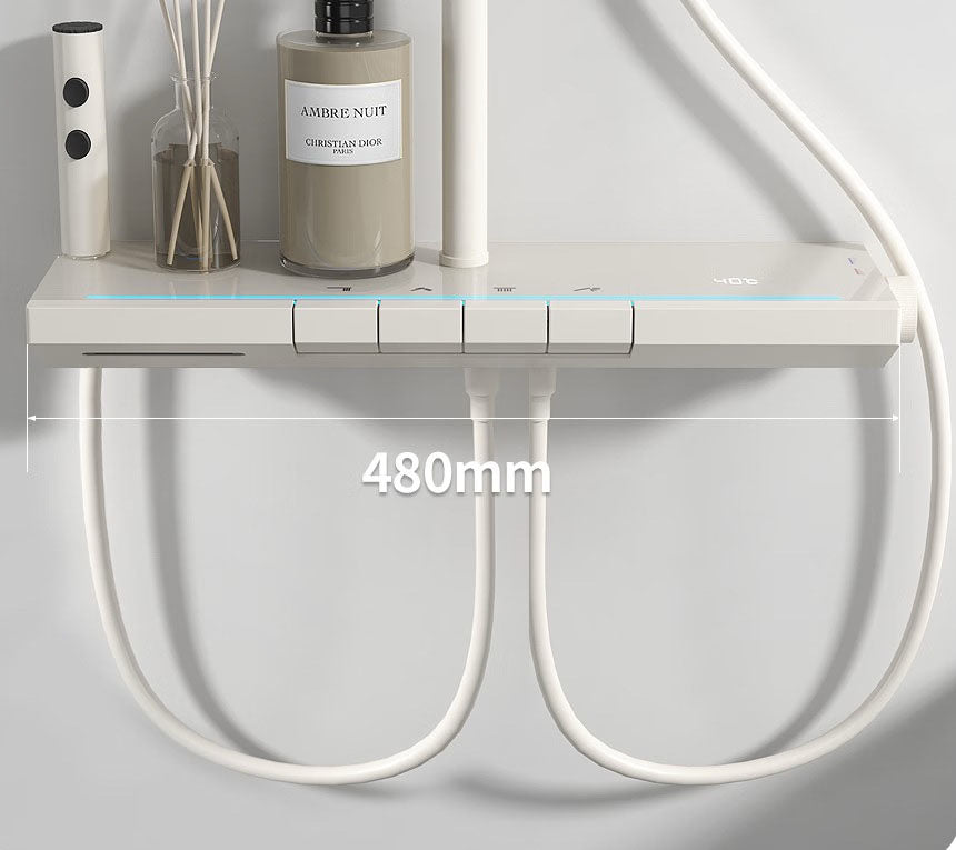 Homelody Blanc Pur 40 ℃ Thermostatique Hauteur Réglable Système de douche à affichage numérique avec mitigeur de Baignoire pour Salle de Bain