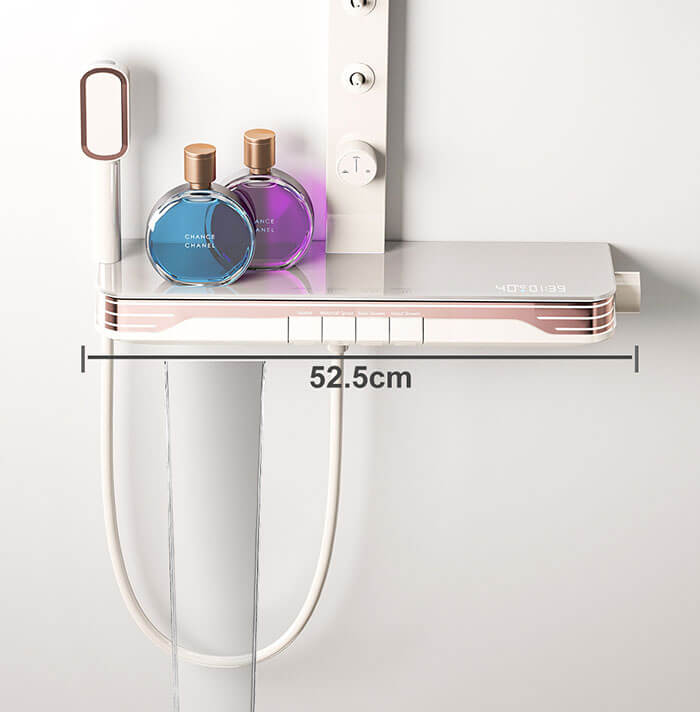 Homelody 40 ℃ Thermostatique Système de douche à affichage numérique avec Plateau de Rangement avec mitigeur de Baignoire pour, lumière ambiante