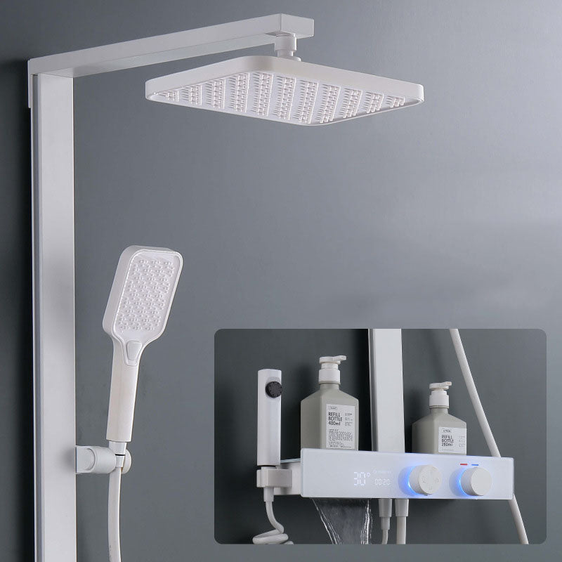 Homelody Grand Blanc Système de douche à affichage numérique avec mitigeur de Baignoire pour Salle de Bain 4 Fonctions à lumière ambiante