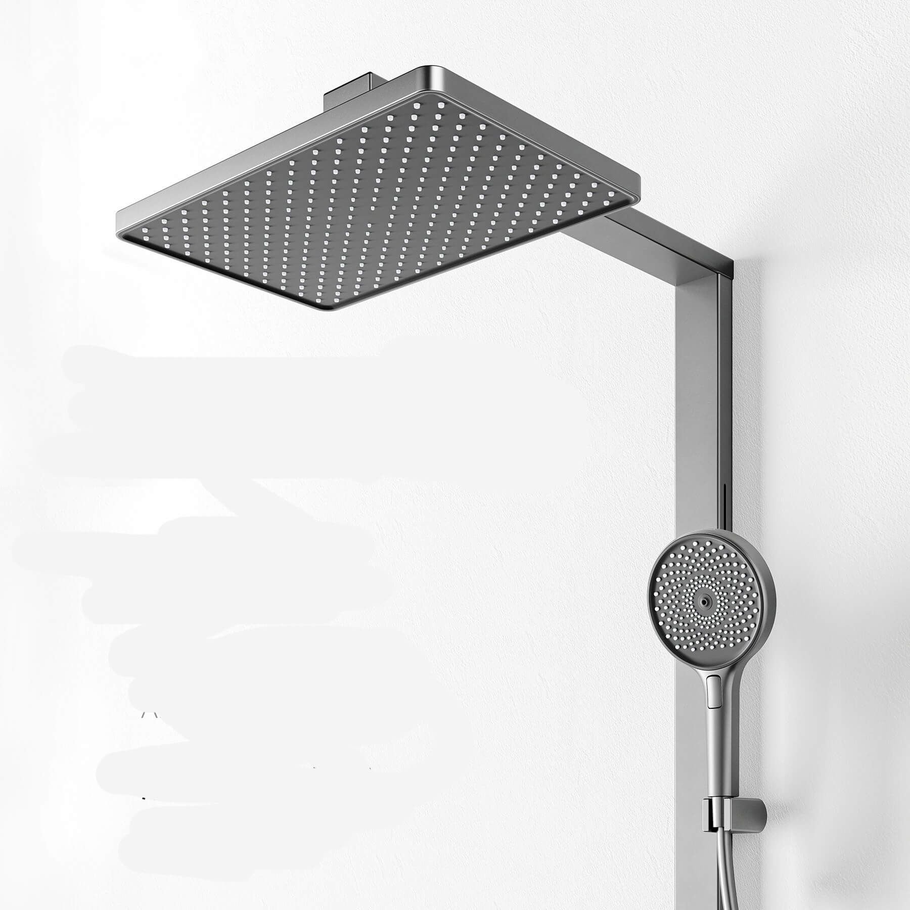 hansgrohe Crometta E - Colonne de douche avec mitigeur thermostatique,  douche pluie (240 x 240 mm) avec robinet, douchette (2 jets), support,  flexible