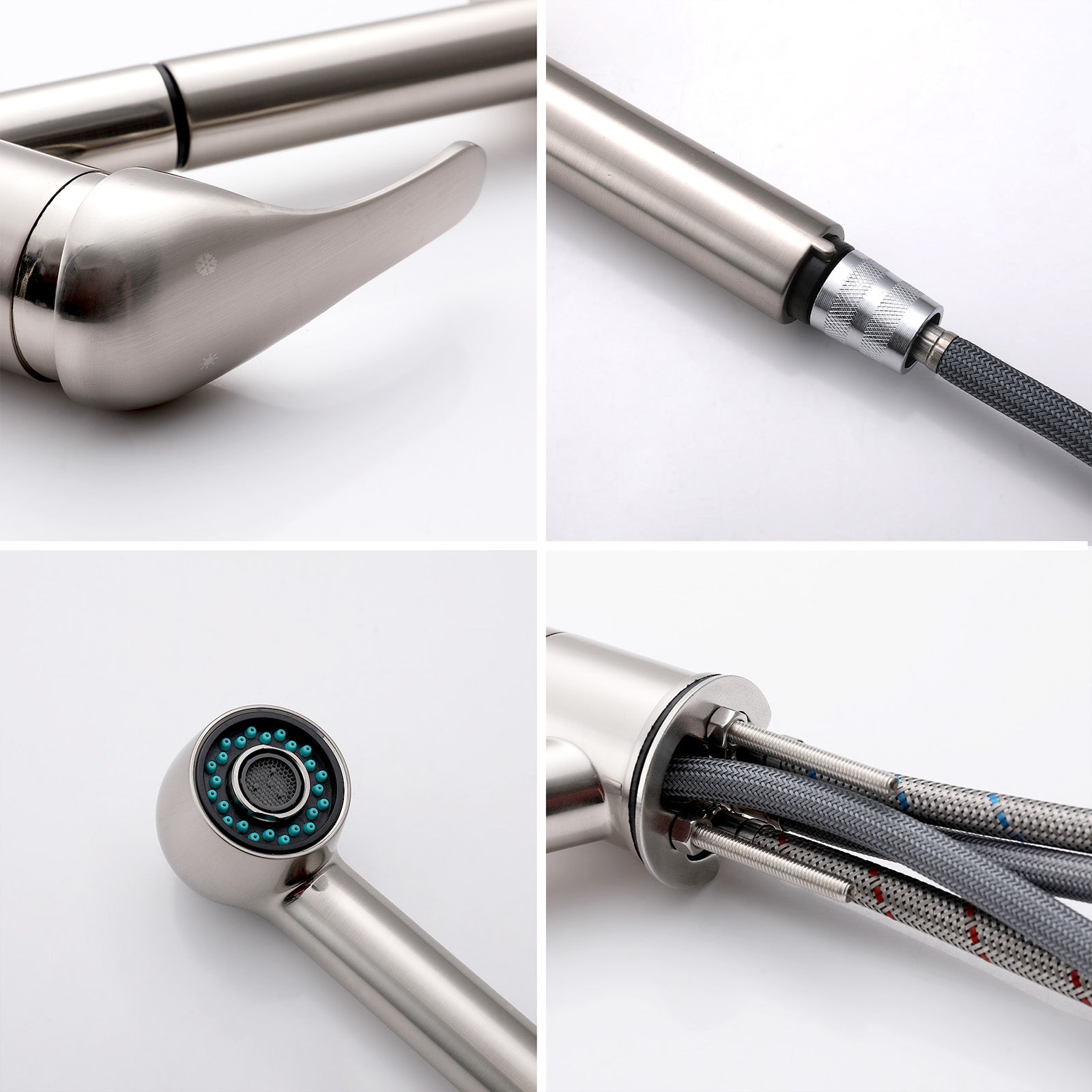 Robinet de Cuisine avec Douchette Extractible Mitigeur de cuisine 180° Bec Rotatif Mitigeur d'Évier en Acier inoxydable Mitigeur Cuisine et Chaude et Froide Noir