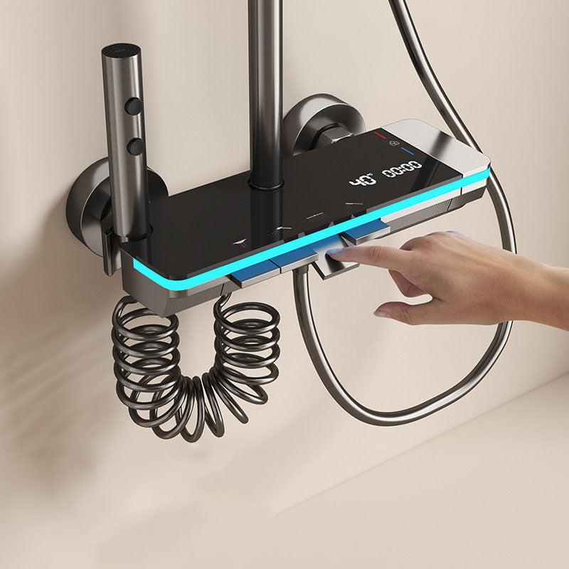 2025 TOP 1 👍 Homelody 40℃ Thermostatique Système de douche à affichage numérique avec Plateau de Rangement avec mitigeur de Baignoire pour Salle à lumière ambiante