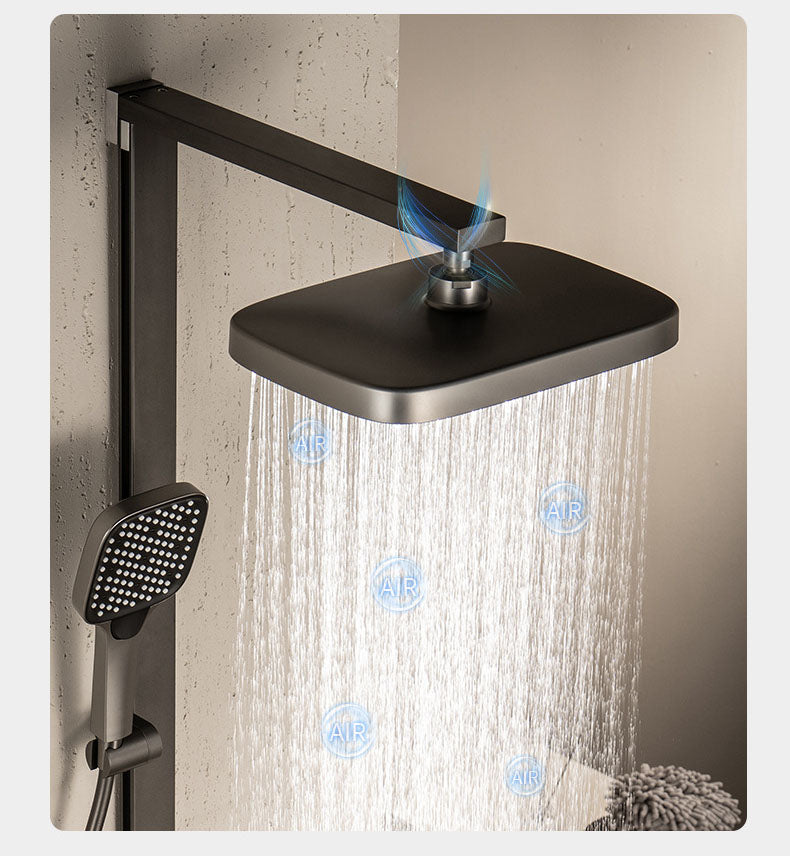 Homelody Grand Système de douche à affichage numérique avec Plateau de Rangement avec mitigeur de Baignoire pour Salle de Bain 4 Fonctions à lumière ambiante