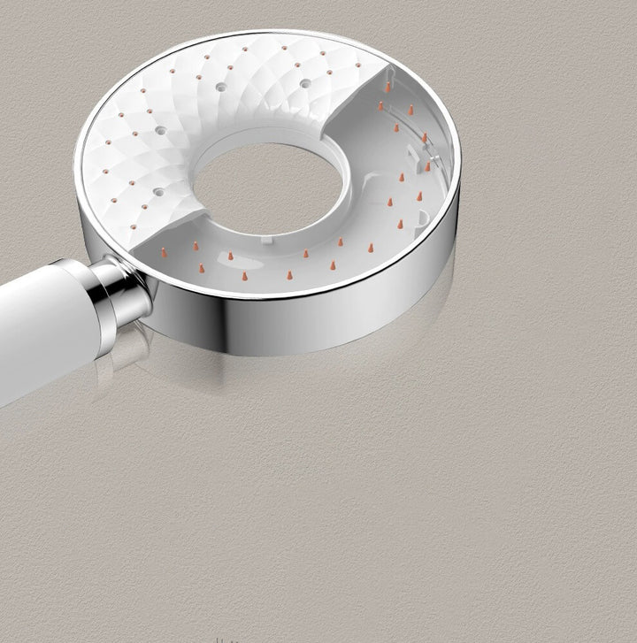 Homelody Robinet de douche haute pression luxueux à 3 jets avec douchette à main, ensemble de douche avec bac de rangement et bec verseur en cascade, blanc