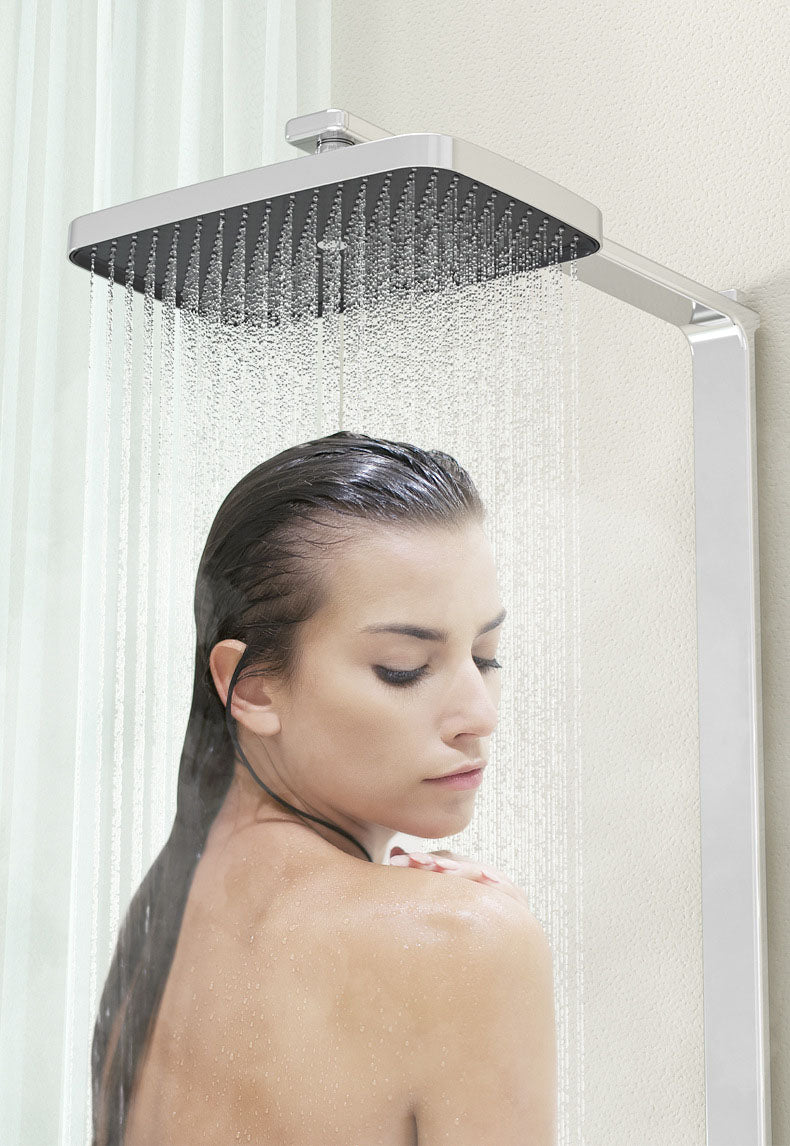 Homelody Grand Luxe 40 ℃ Thermostatique Système de douche avec Méga Plateau de Rangement avec mitigeur de Baignoire pour Salle de Bain 4 Fonctions