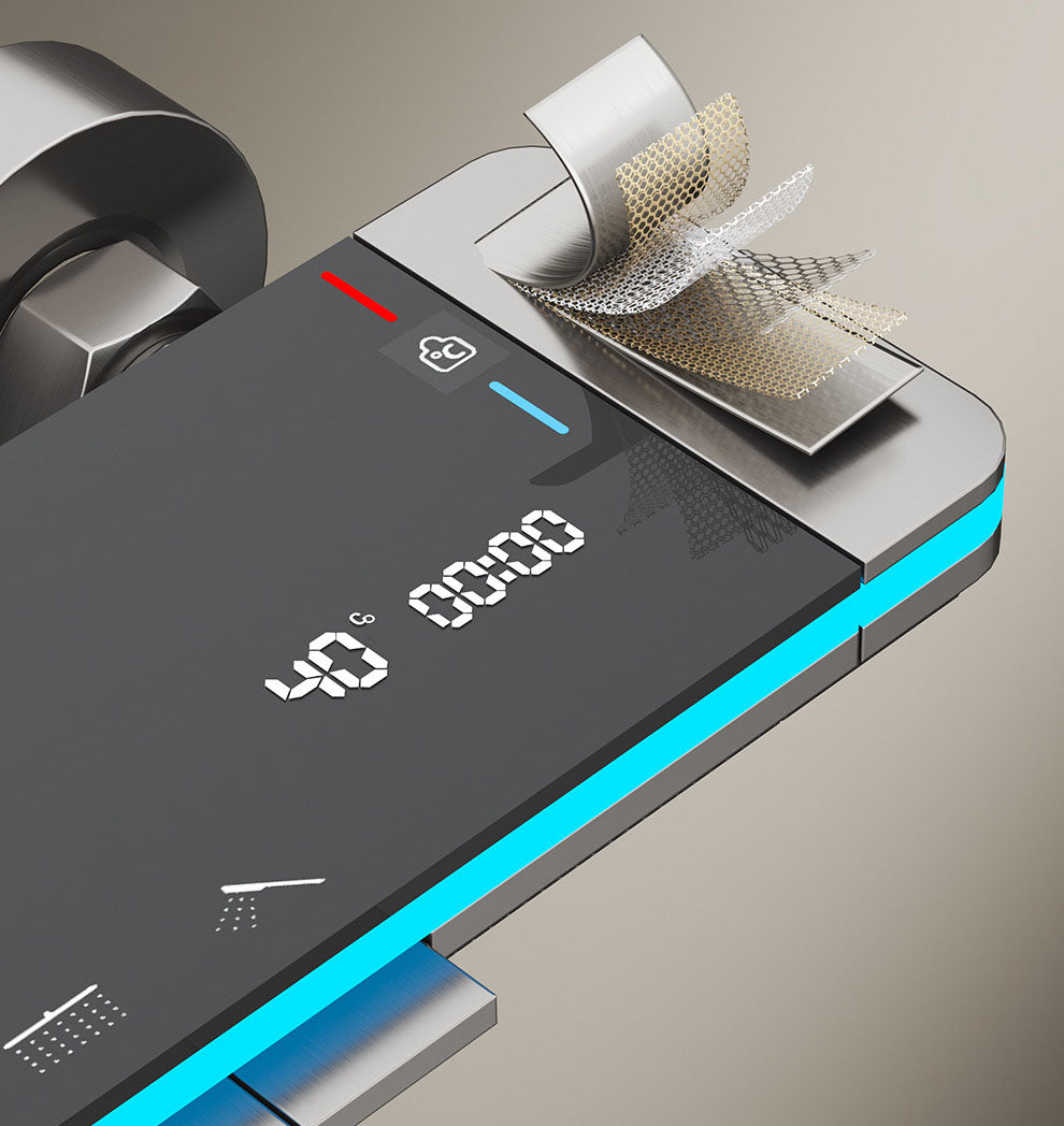 2025 TOP 1 👍 Homelody 40℃ Thermostatique Système de douche à affichage numérique avec Plateau de Rangement avec mitigeur de Baignoire pour Salle à lumière ambiante