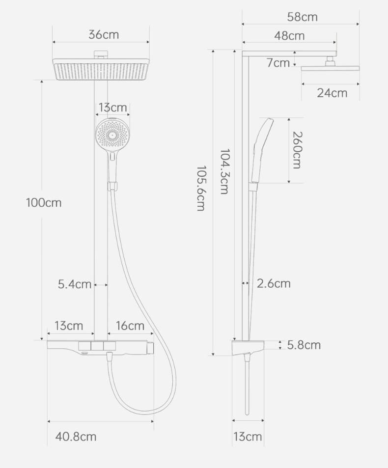 HOMELODY Colonne Douche affichage numérique avec Robinet Baignoire Cascade Mitigeur Thermostatique Système à 3 Fonctions en Laiton