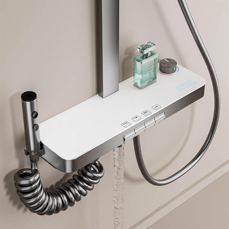 Homelody Grand Système de douche à affichage numérique avec mitigeur de Baignoire pour Salle de Bain 4 Fonctions à lumière ambiante