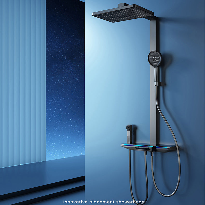 Homelody Luxueux Système de douche à affichage numérique avec Plateau de Rangement avec mitigeur de Baignoire pour Salle de Bain 4 Fonctions à lumière ambiante