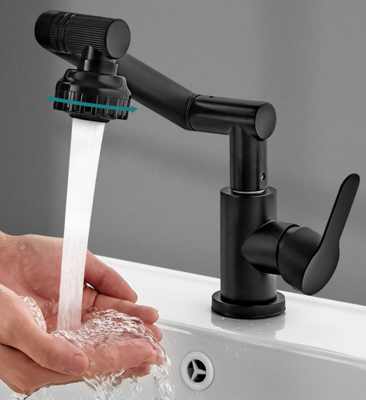 Homelody robinet rotatif à 1080 degrés pour évier de salle de bain, robinet pivotant pour évier à 1 trou