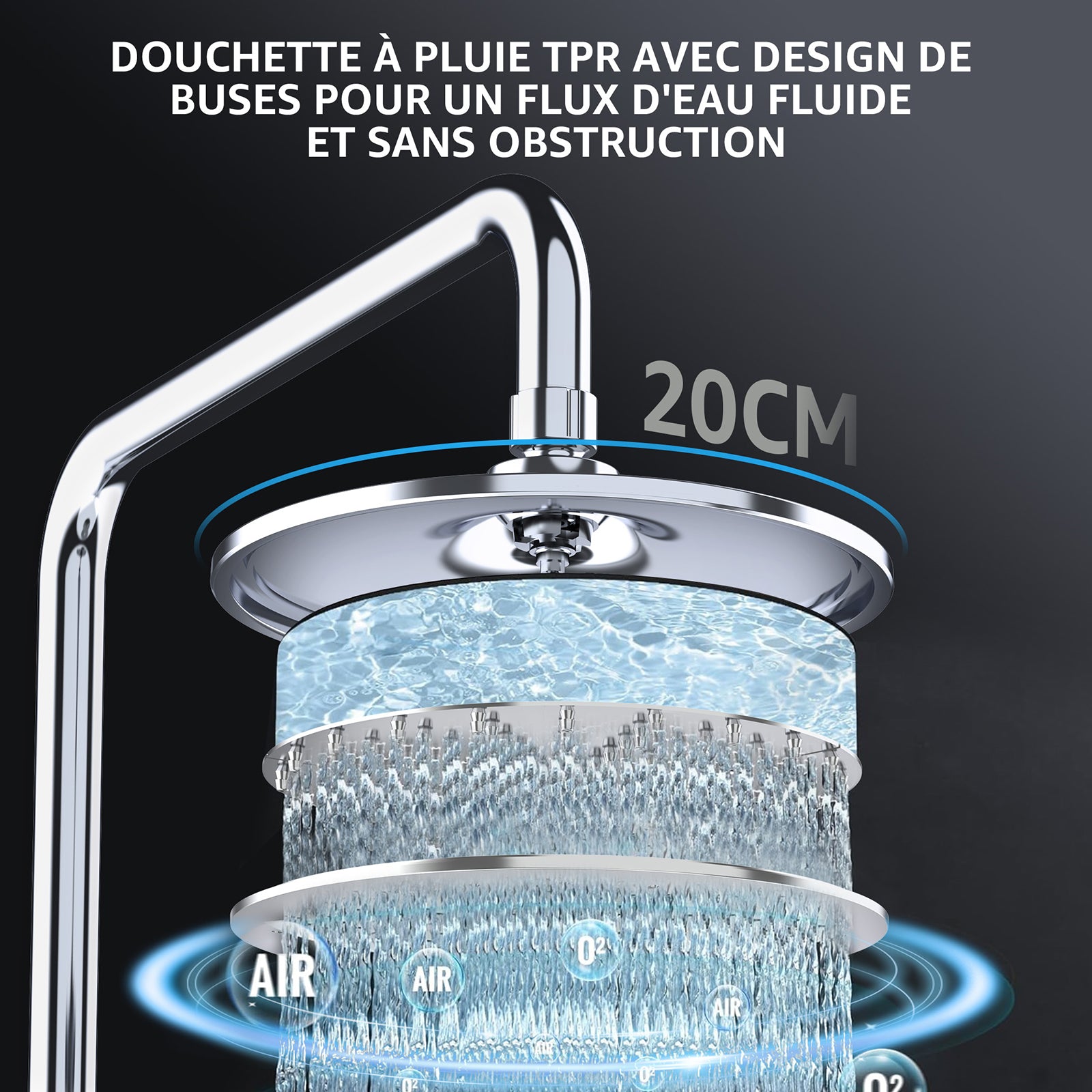 Homelody Système de douche séparable,Colonne de douche sans robinetterie + Mitigeur Douche Thermostatique Cascade