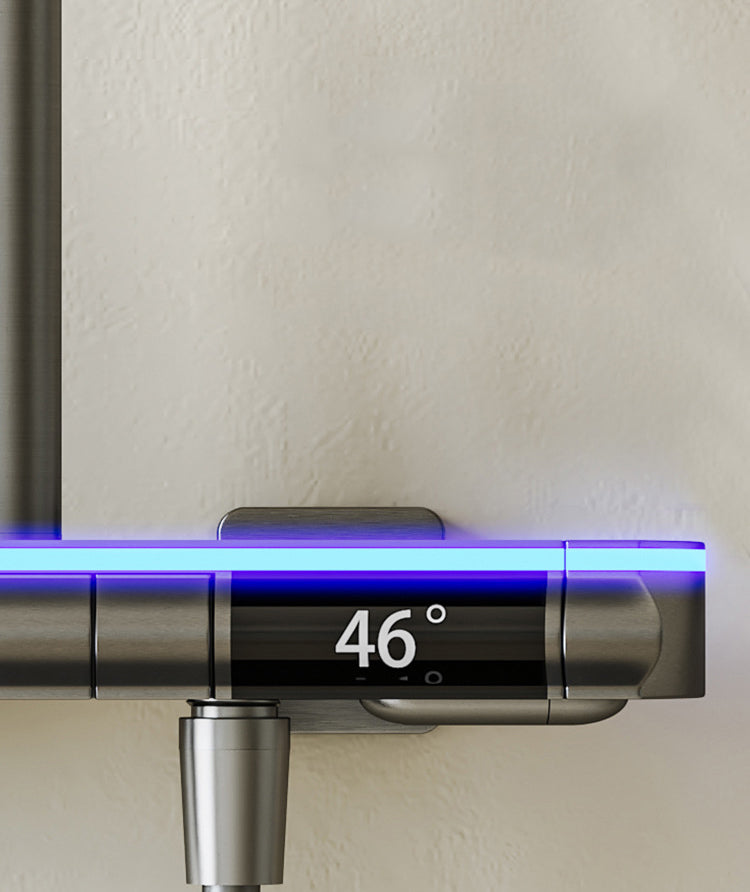 Homelody Thermostatique Hauteur Réglable Système de douche à affichage numérique avec mitigeur de Baignoire pour Salle de Bain 4 Fonctions à lumière ambiante