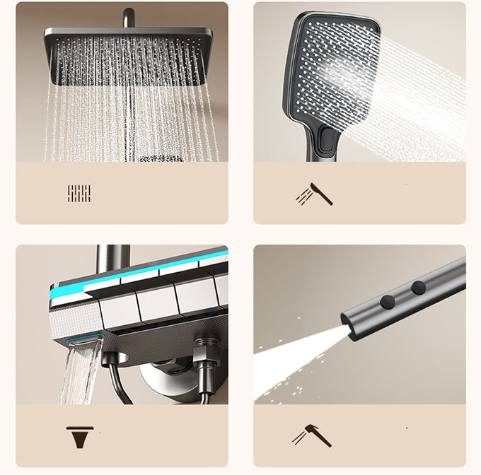 2025 TOP 1 👍 Homelody 40℃ Thermostatique Système de douche à affichage numérique avec Plateau de Rangement avec mitigeur de Baignoire pour Salle à lumière ambiante