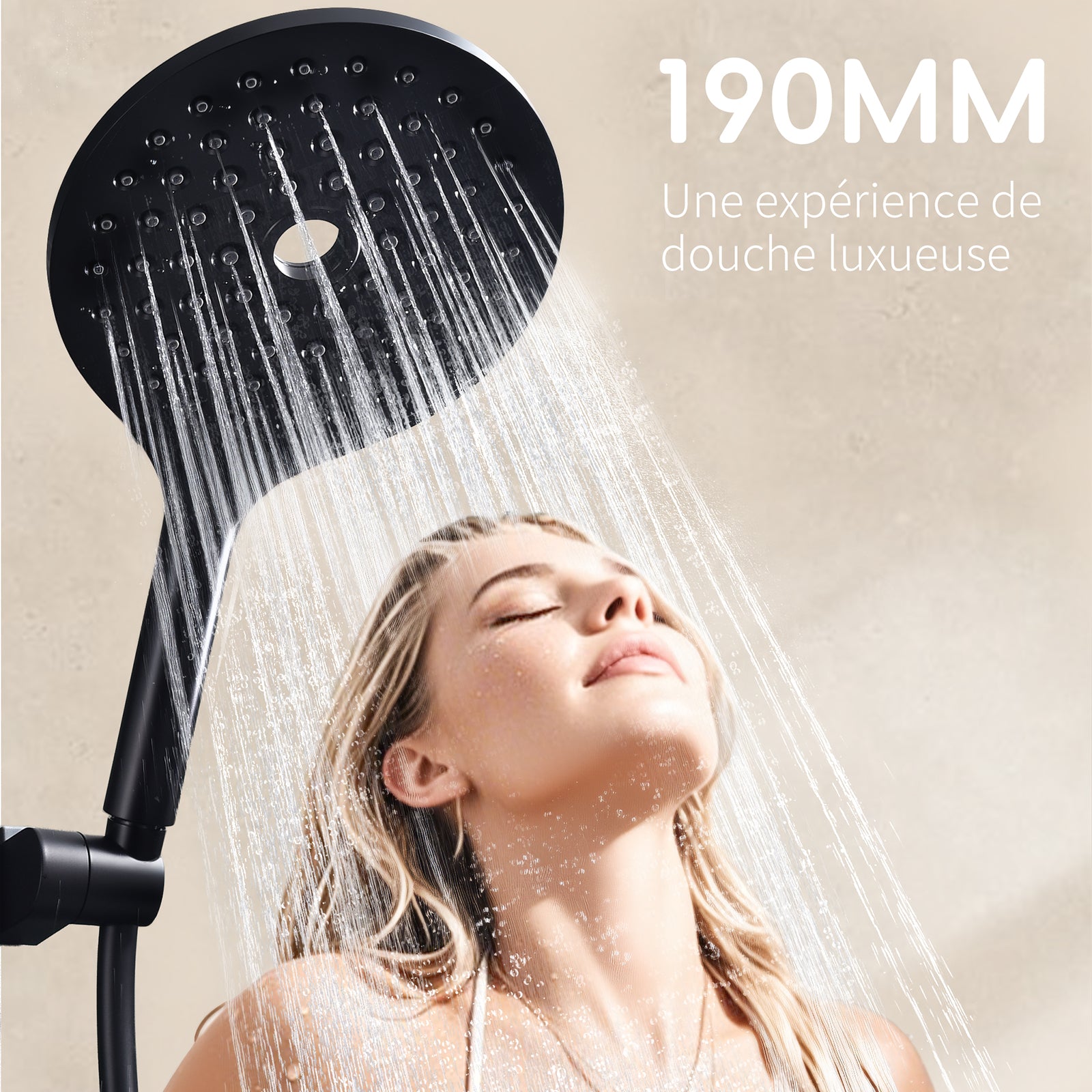 Homelody Colonne de Douche Sans Mitigeur avec 4 Jets Latéraux Orientables – Douchette à Main 7,5" réglable en Hauteur, Acier Inoxydable