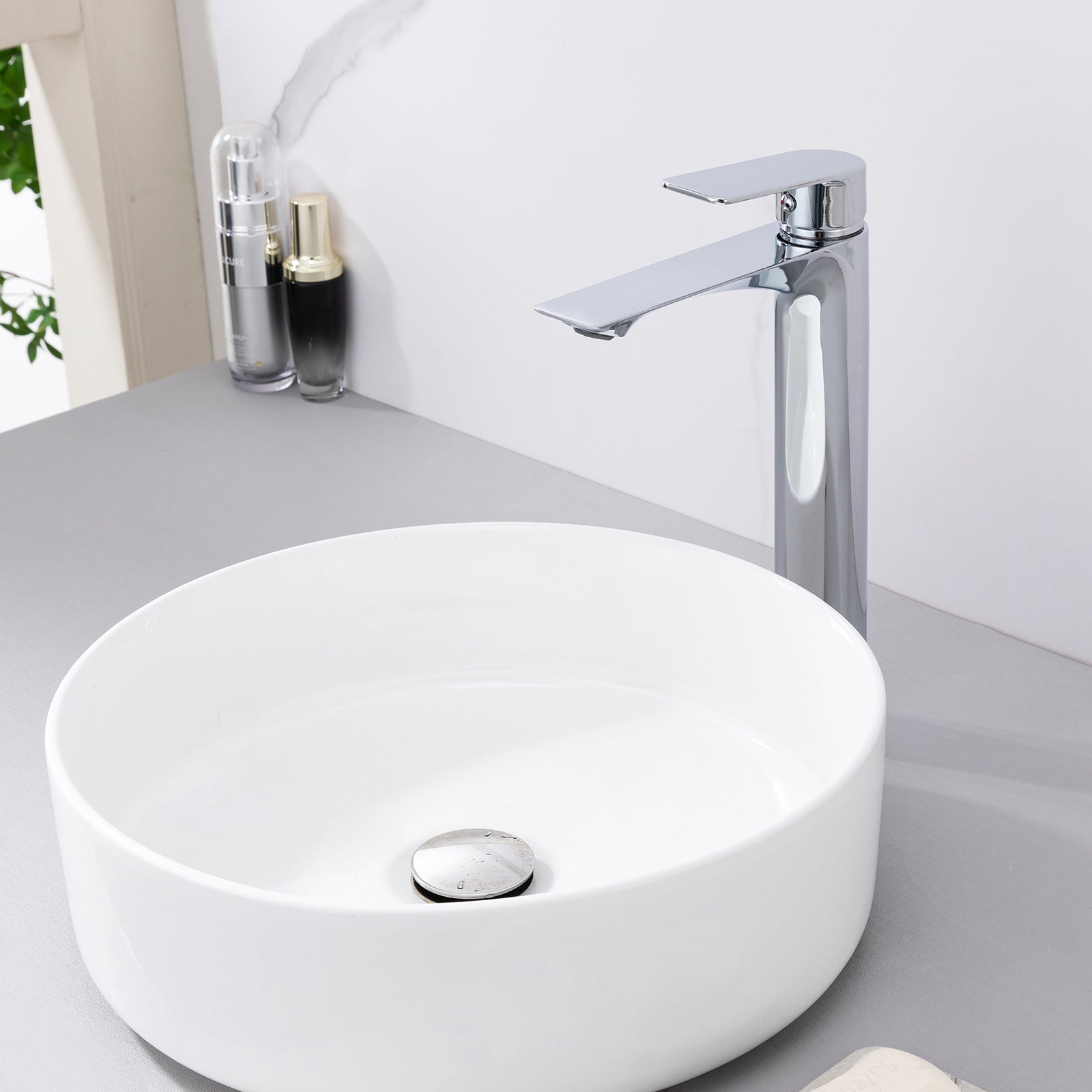 Homelody Robinet Salle de Bain avec Bec Haut – Mitigeur Monocommande en Acier Inoxydable, Réglage Facile de l’Eau Chaude et Froide