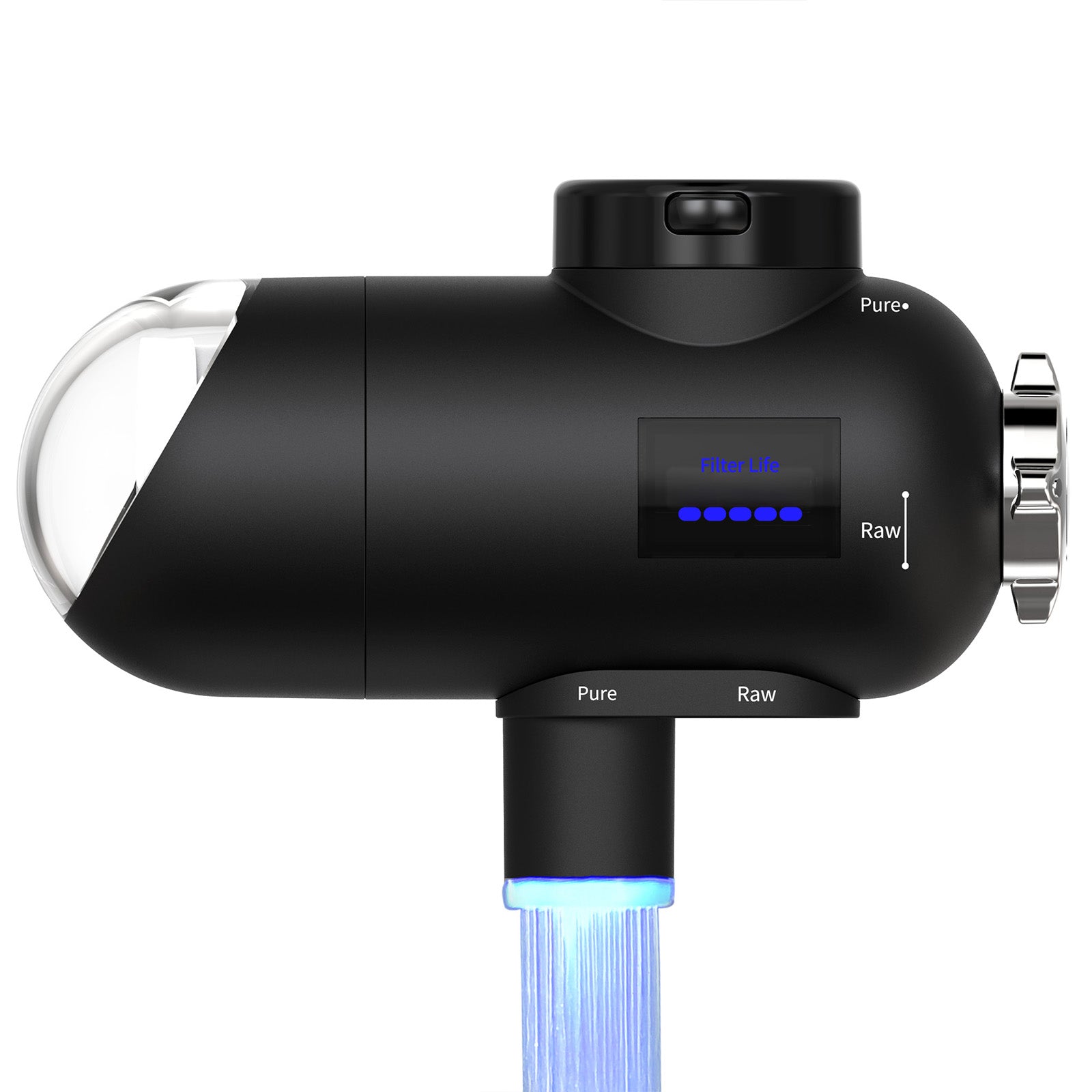 HOMELODY Filtre à eau robinet 3.0 avec affichage LED, filtre à eau potable pour cuisine, élimine le chlore, les métaux lourds et le mauvais goût, 12 adaptateurs avec lumière bleue (1 filtre inclus)