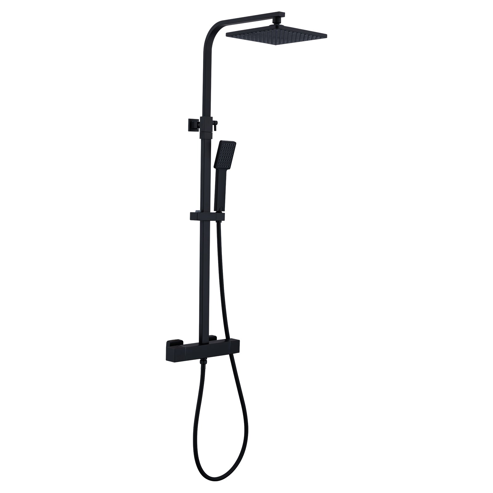 HOMELODY Colonne de Douche Thermostatique 38℃ En Laiton, Ensemble de Douche Noir Réglable en Hauteur, Mitigeur Douche pour Salle de Bain