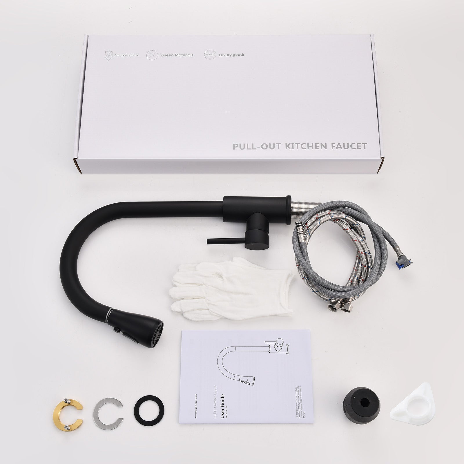 HOMELODY Robinet de cuisine avec douchette - Robinet de cuisine extensible avec 3 modes - Robinet de cuisine rotatif à 360° - Mitigeur d'évier extensible - Mitigeur monocommande en Laiton