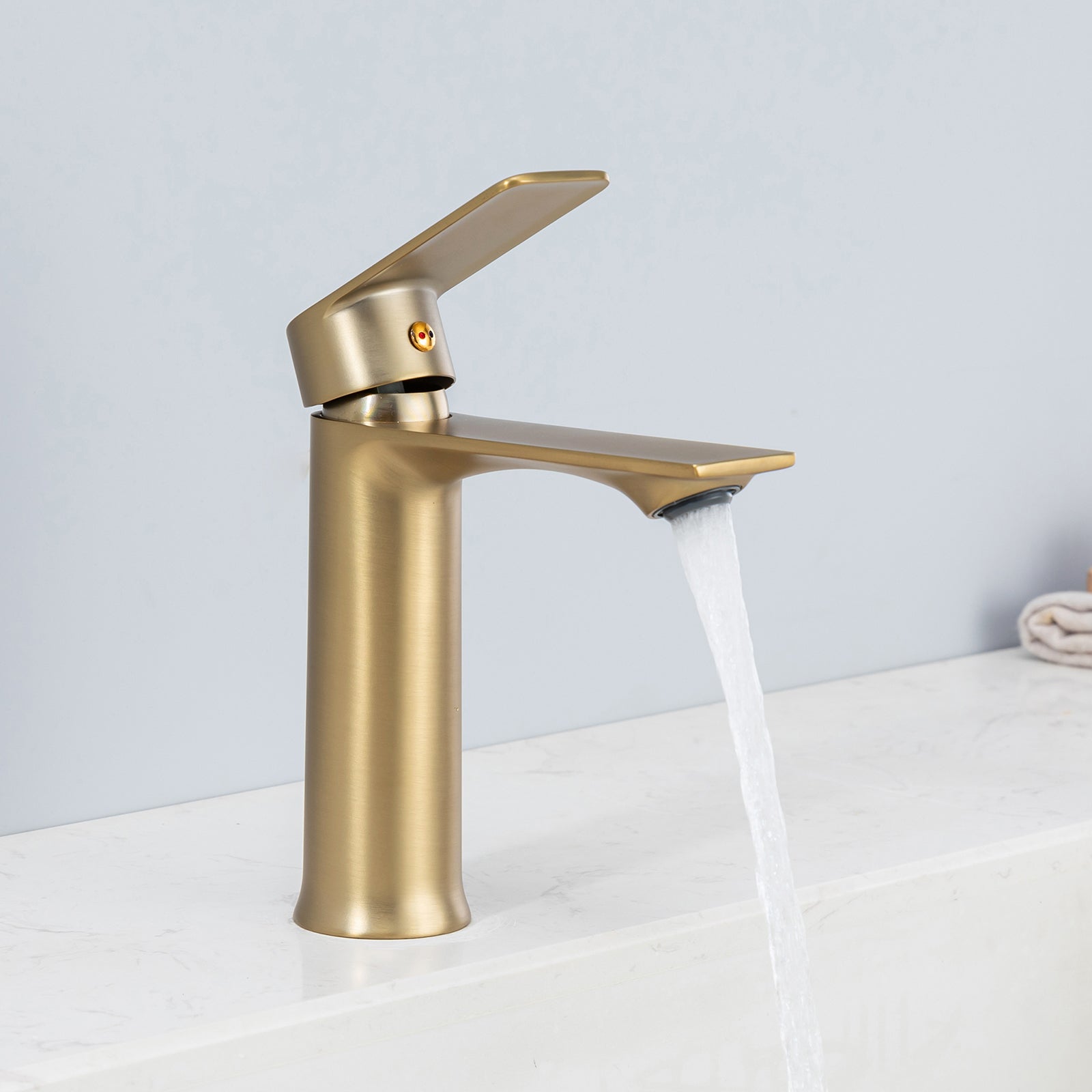 Homelody Mitigeur Lavabo Doré Monocommande – Robinet Salle de Bain en Inox, Température et Débit Réglables