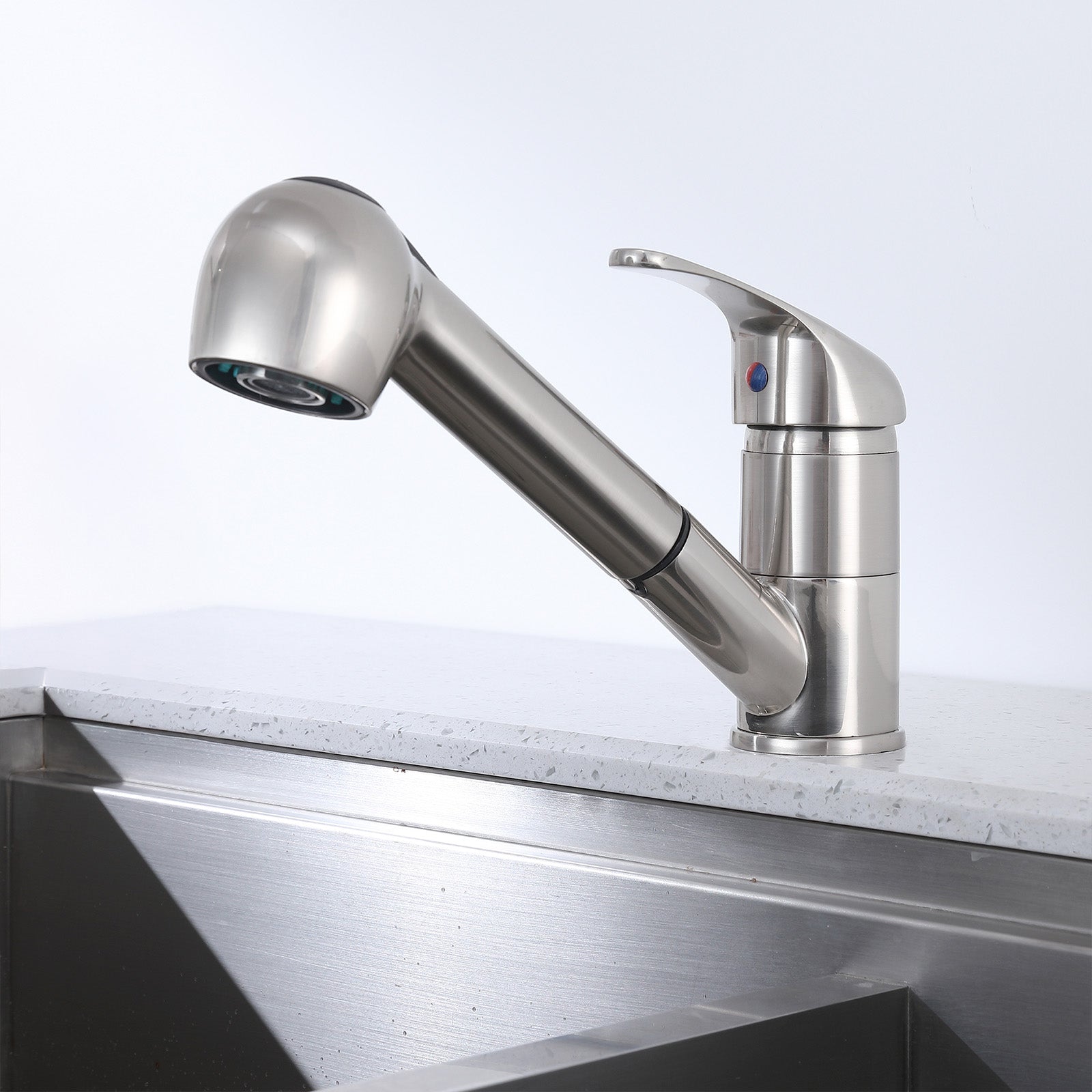 Robinet de Cuisine avec Douchette Extractible Mitigeur de cuisine 180° Bec Rotatif Mitigeur d'Évier en Acier inoxydable Mitigeur Cuisine et Chaude et Froide Noir