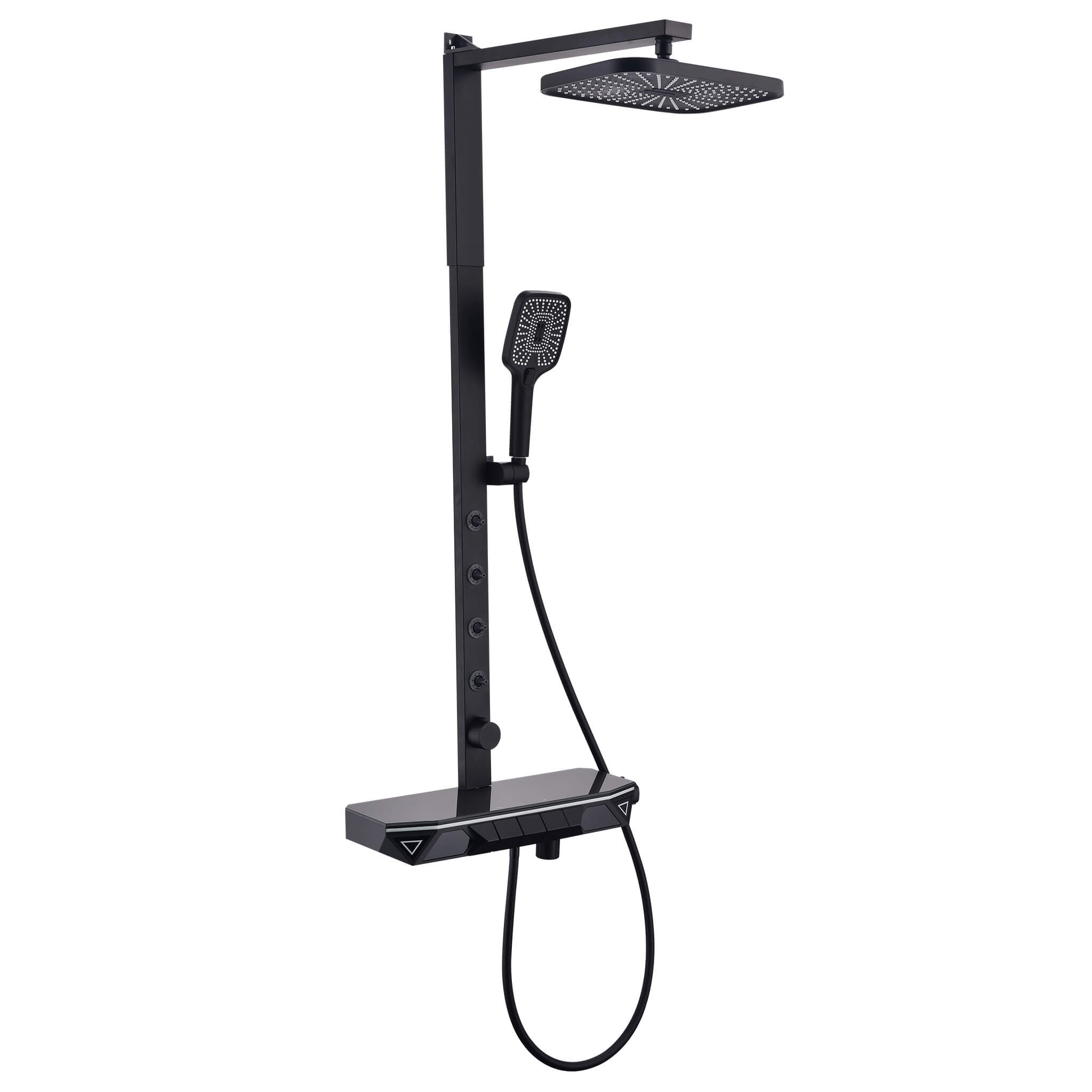 Homelody 38 ℃ Thermostatique Système de douche à affichage numérique avec Plateau de Rangement avec mitigeur de Baignoire pour et Pivotantà 360° backspray, lumière ambiante