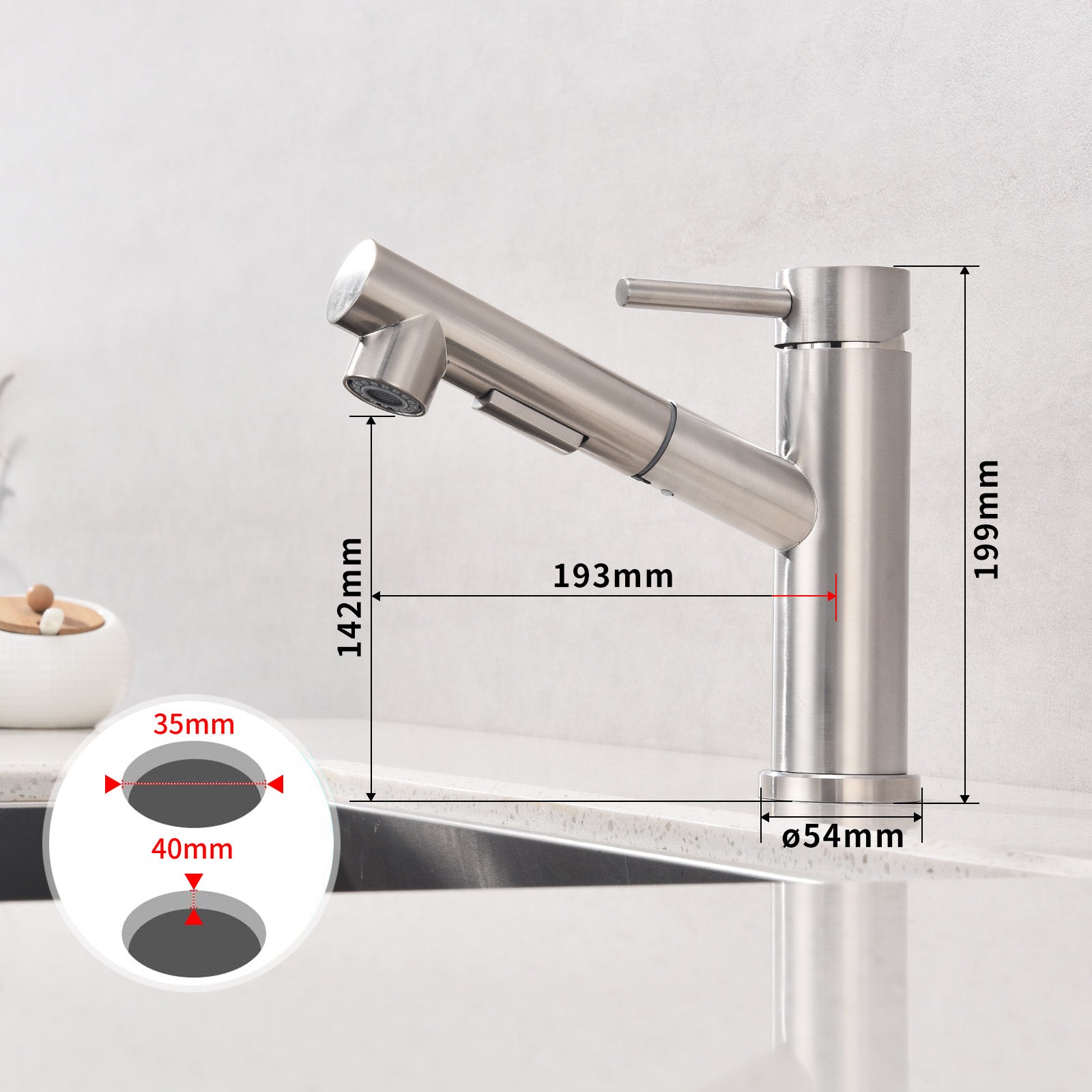 Homelody Robinet Cuisine avec Douchette Extractible, Mitigeur Cuisine avec 2 Modes de Jet