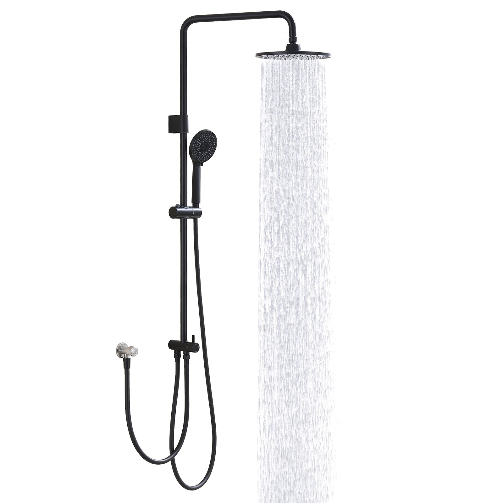 Homelody Système de douche sans thermostat + Mitigeur Douche Thermostatique Cascade Noir Mat