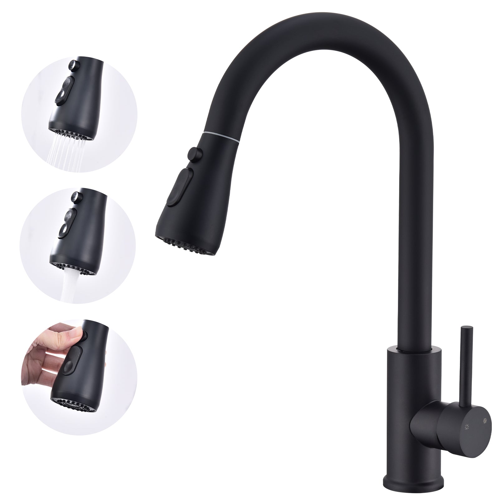 HOMELODY Robinet de cuisine avec douchette - Robinet de cuisine extensible avec 3 modes - Robinet de cuisine rotatif à 360° - Mitigeur d'évier extensible - Mitigeur monocommande en Laiton