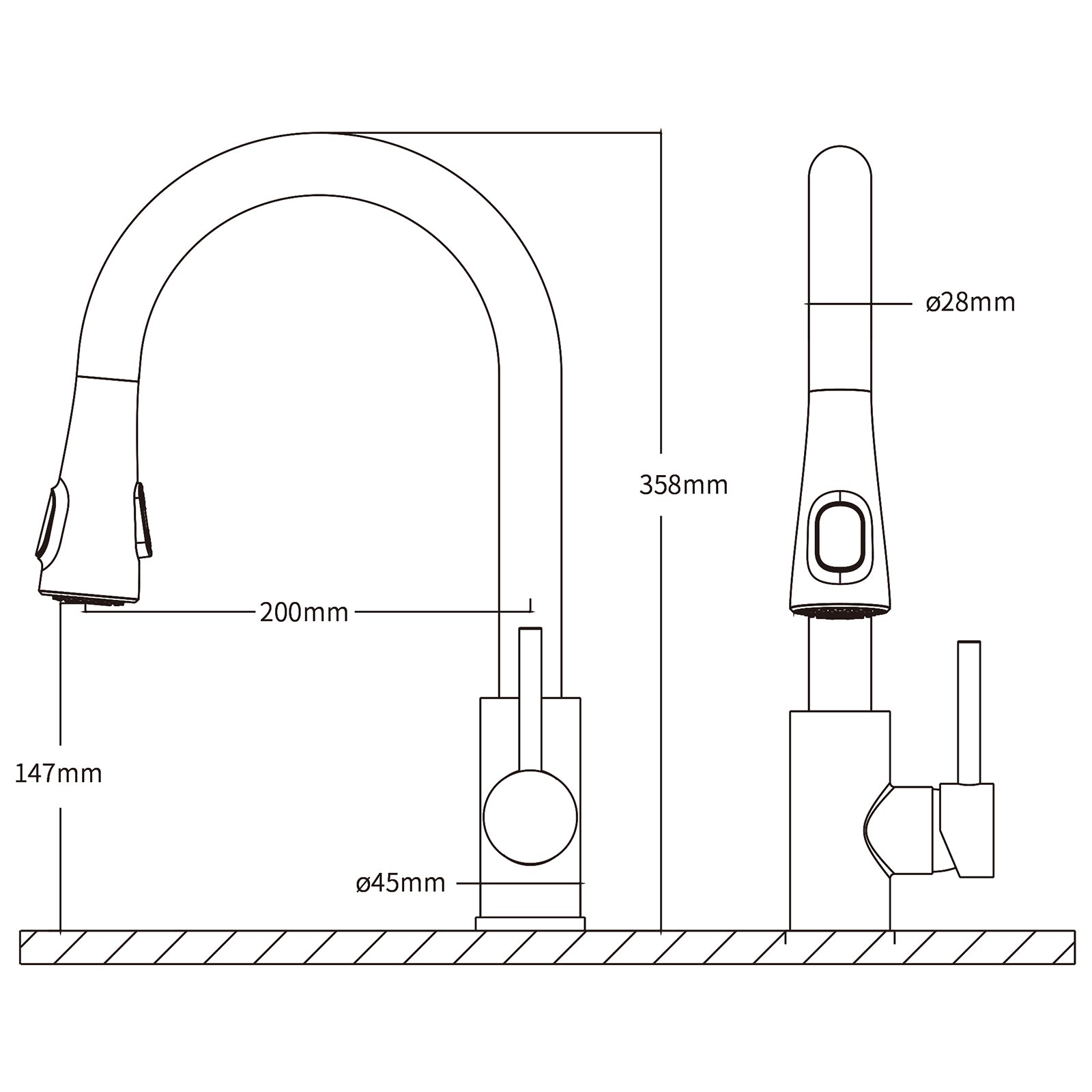 Homelody Robinet Cuisine Avec Affichage LED Température,Mitigeur Cuisine Avec Douchette Pivotant à 360° d'Évier à Arc Élevé Pulvérisateur Escamotable 2 Modes, Acier Inoxydable