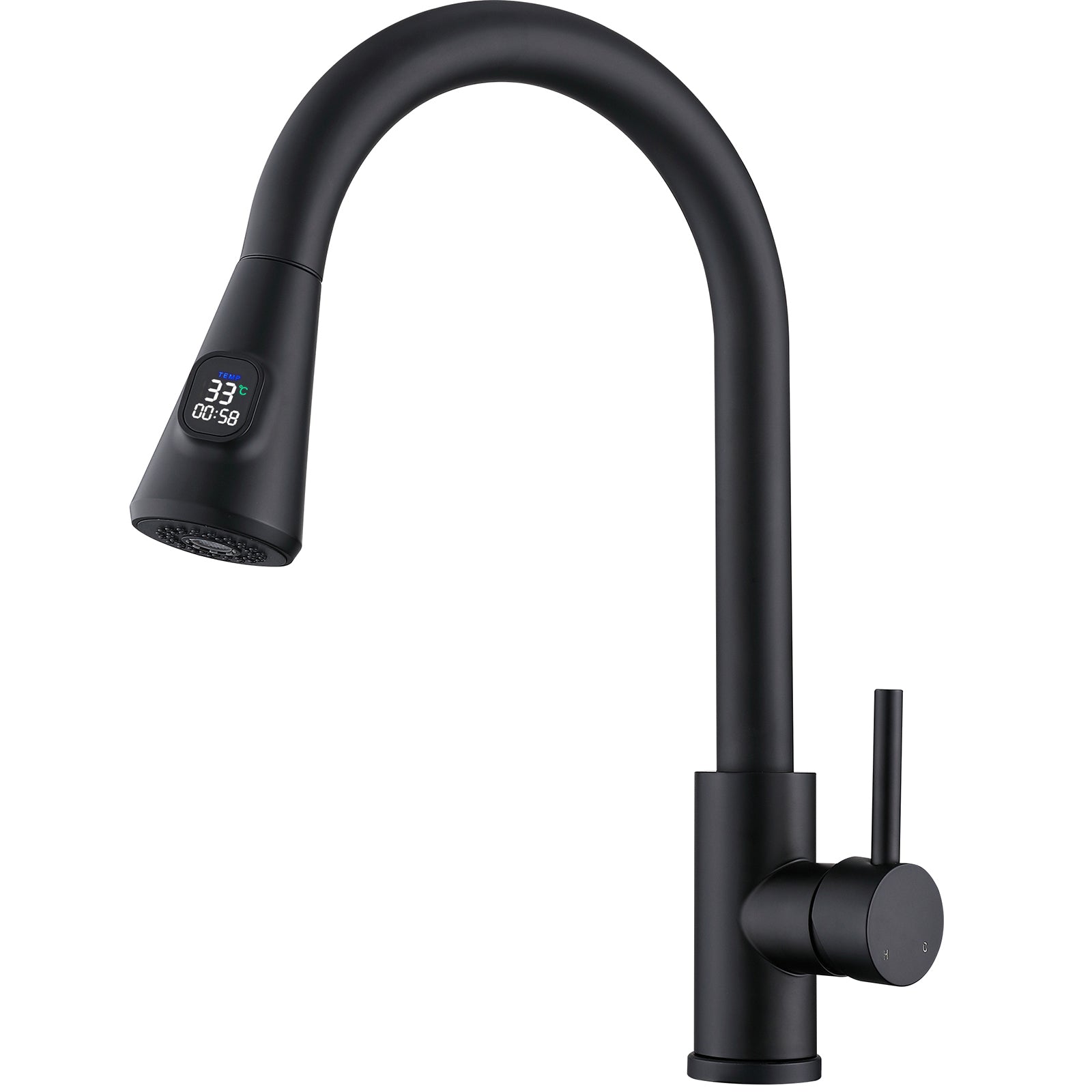 Homelody Robinet Cuisine Avec Affichage LED Température,Mitigeur Cuisine Avec Douchette Pivotant à 360° d'Évier à Arc Élevé Pulvérisateur Escamotable 2 Modes, Acier Inoxydable