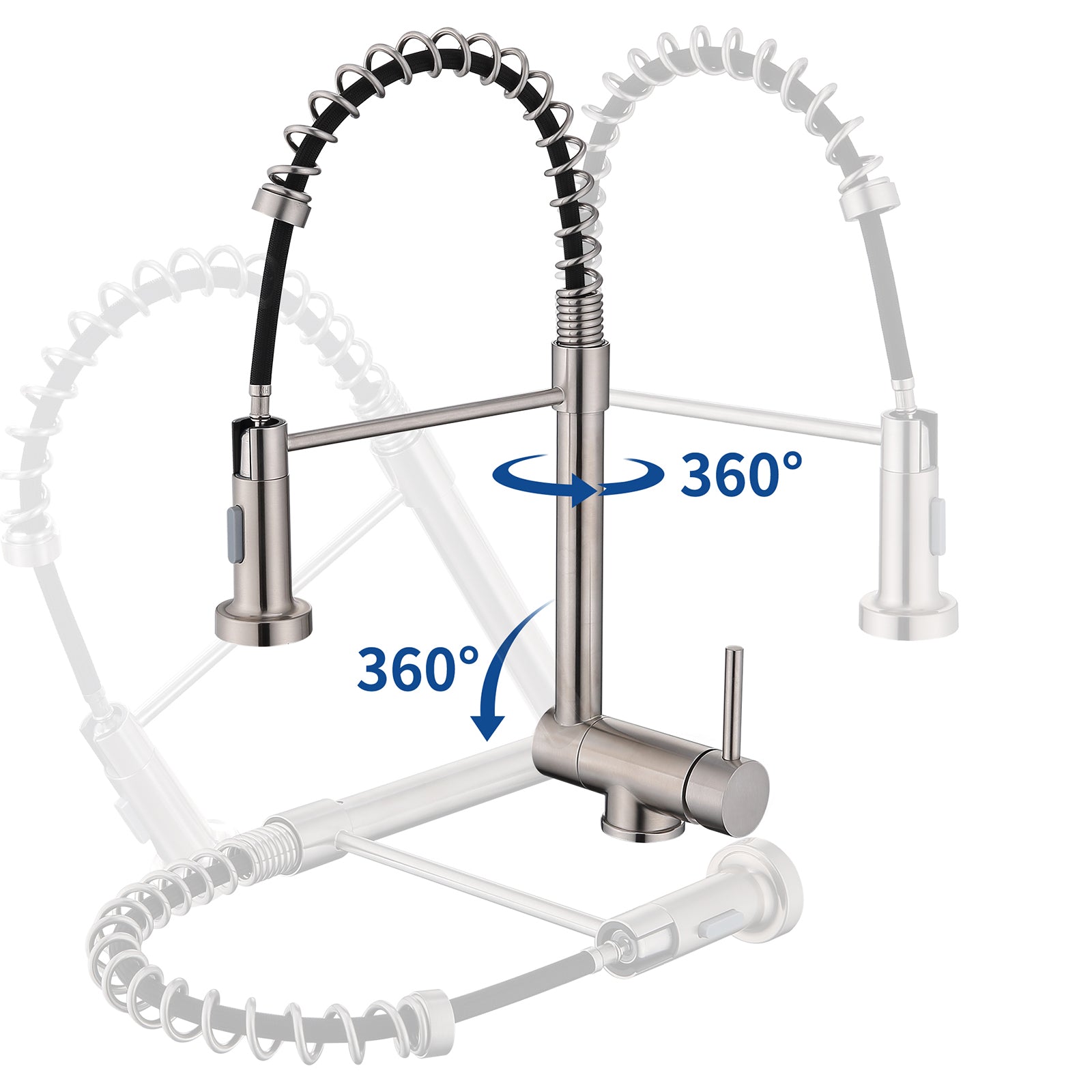 Homelody Mitigeur de Cuisine Rabattable Robinet Cuisine Pliable avec 2 Jets aux Choix Mitigeur d'évier à Ressort en Acier Bec 360° Rotatif Brossé