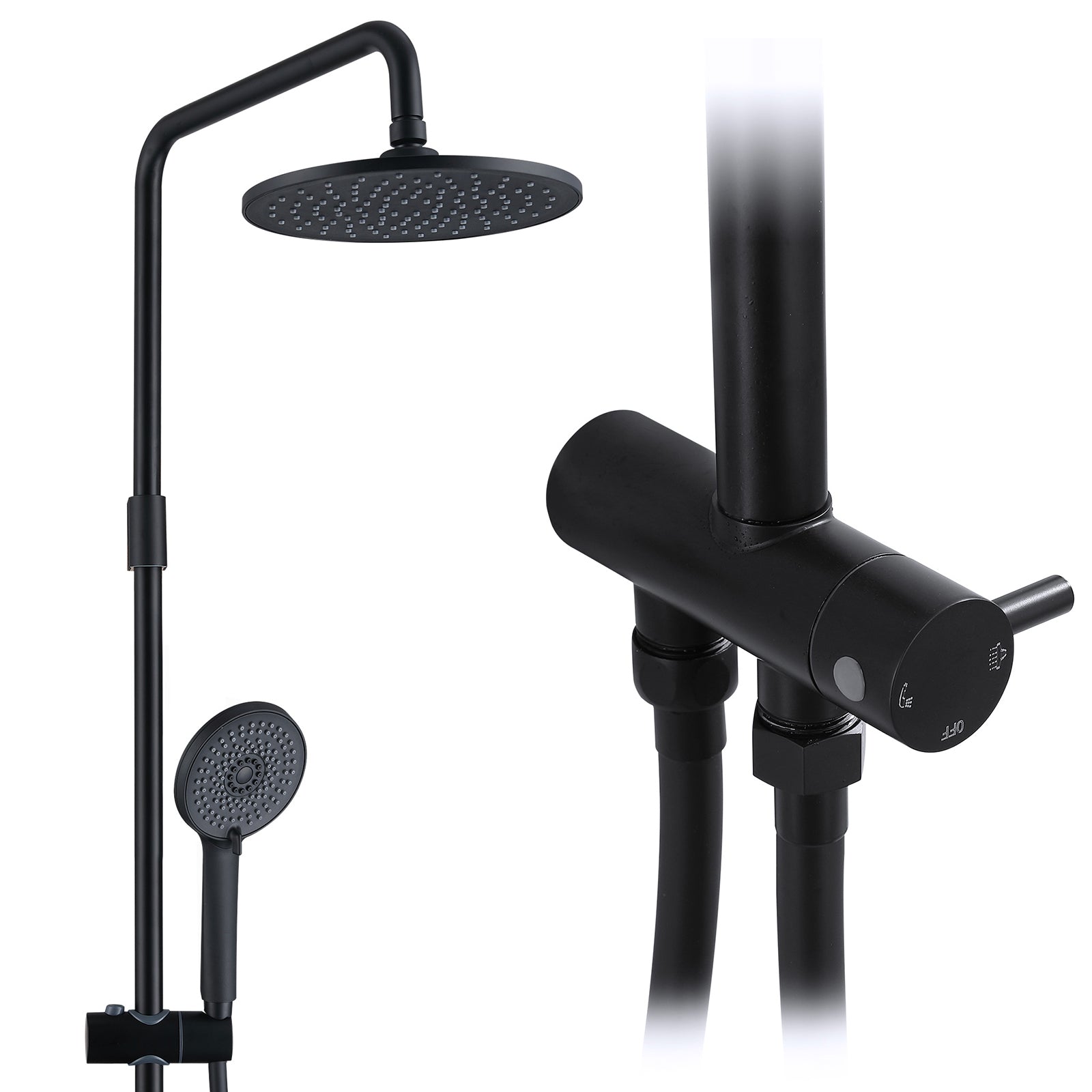 Homelody Système de douche sans thermostat + Mitigeur Douche Thermostatique Cascade Noir Mat