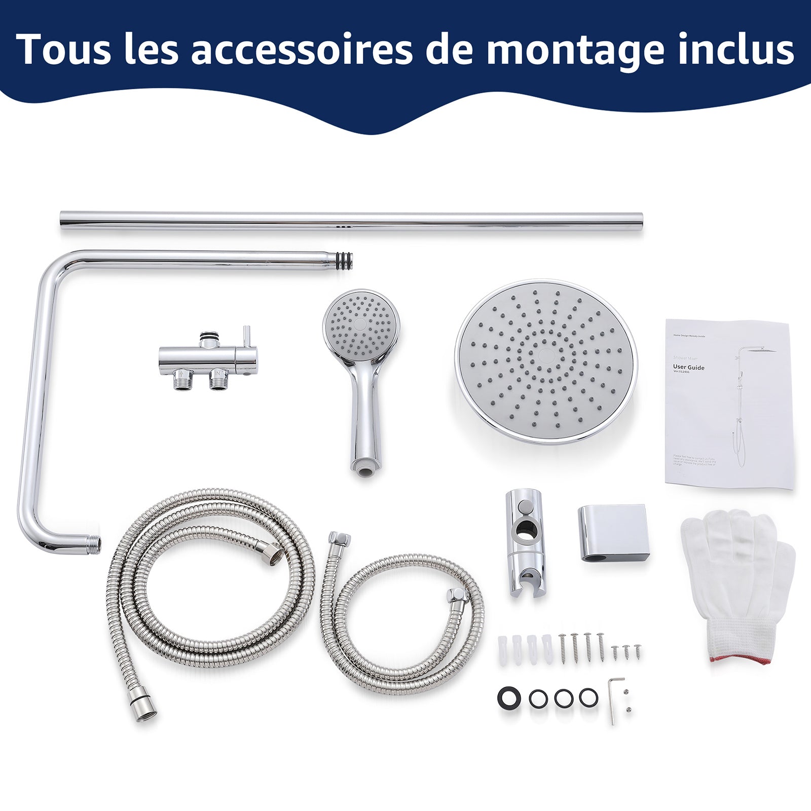 Homelody Système de douche séparable,Colonne de douche sans robinetterie + Mitigeur Douche Thermostatique Cascade