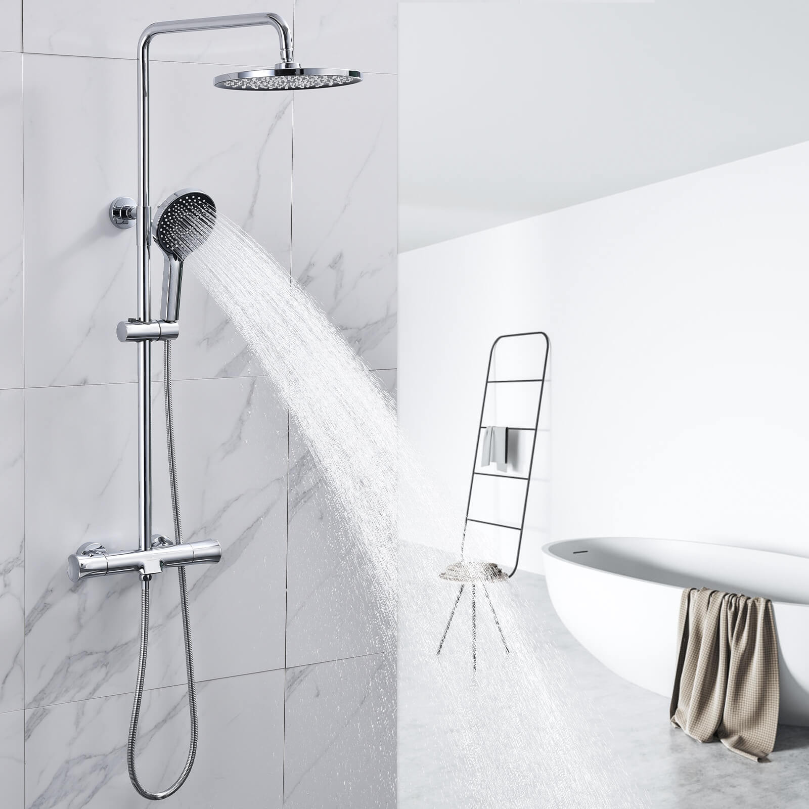 Moderne Laiton Colonne de Douche Blanc Mate Système de Douche Pas Cher –  Homelody-fr