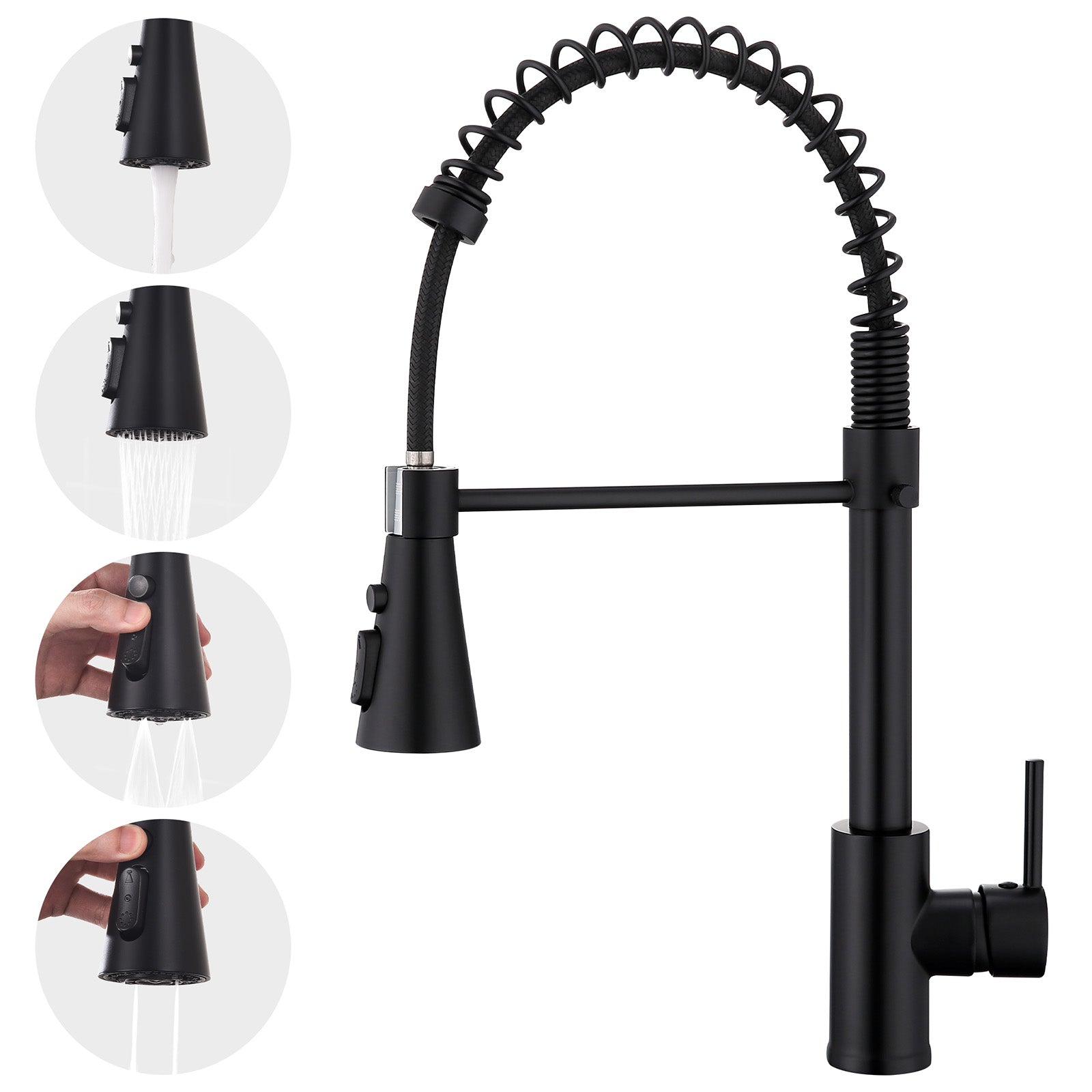 Homelody Mitigeur de Cuisine à Ressort 360° – Douchette 4 Fonctions, Contrôle Température & Débit