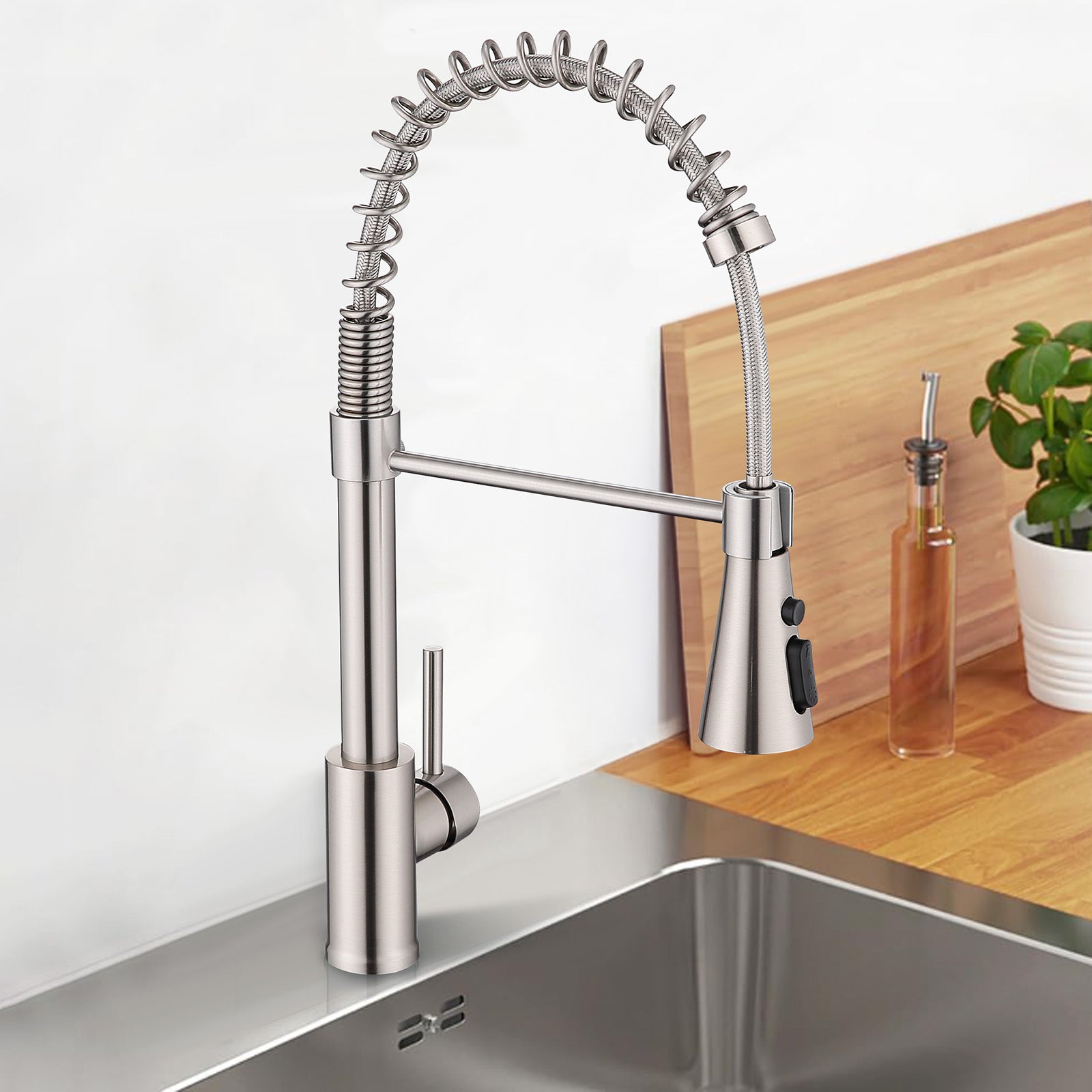 Homelody Mitigeur de Cuisine à Ressort 360° – Douchette 4 Fonctions, Contrôle Température & Débit