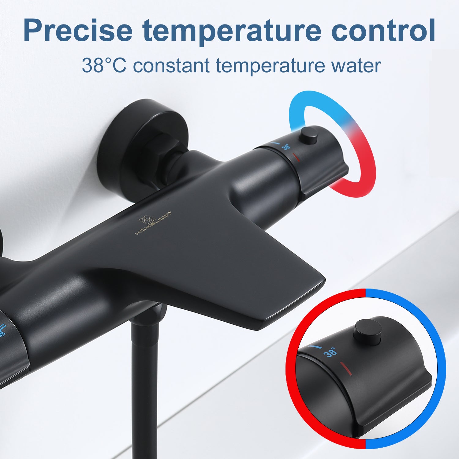 Homelody Système de douche sans thermostat + Mitigeur Douche Thermostatique Cascade Noir Mat