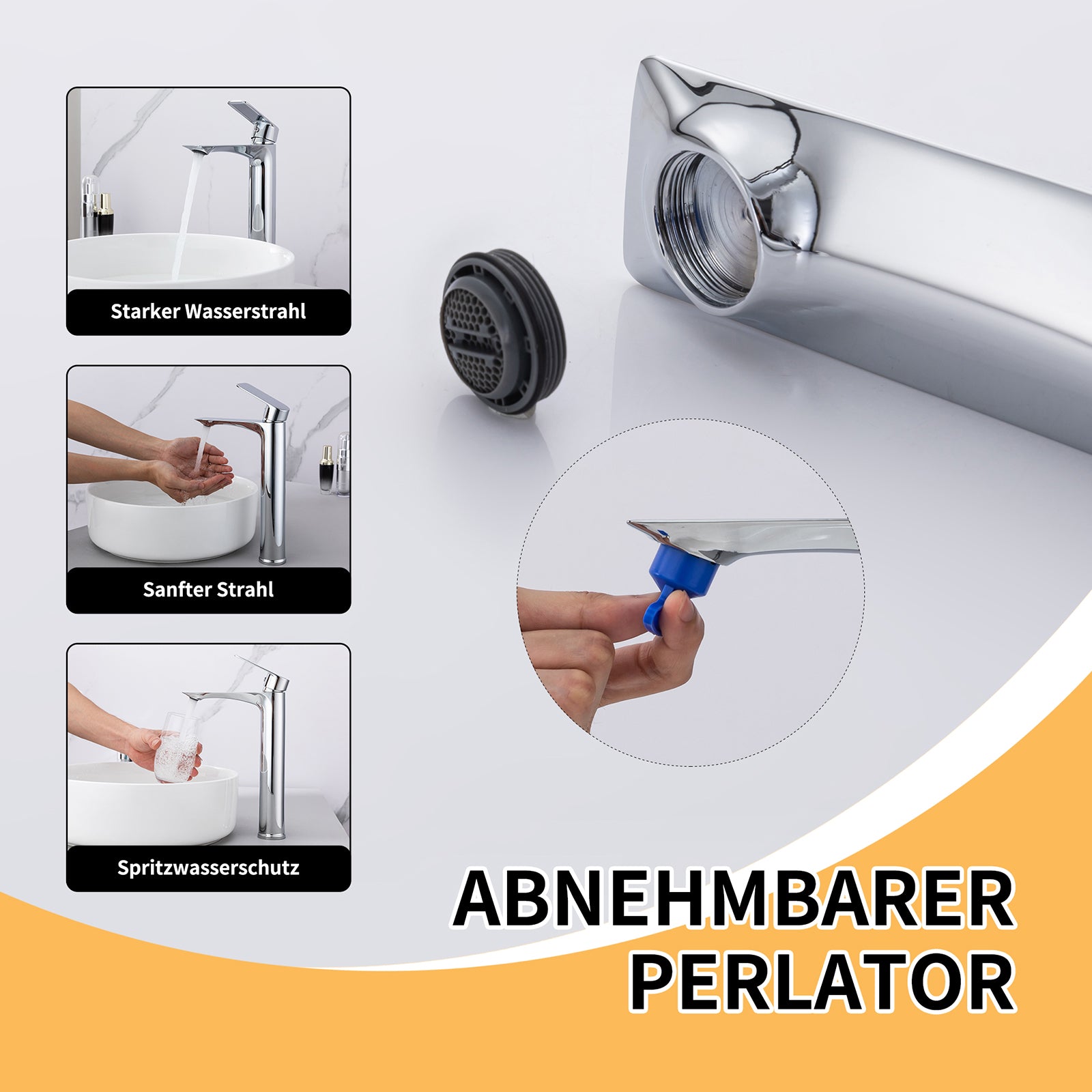 Homelody Robinet Salle de Bain avec Bec Haut – Mitigeur Monocommande en Acier Inoxydable, Réglage Facile de l’Eau Chaude et Froide