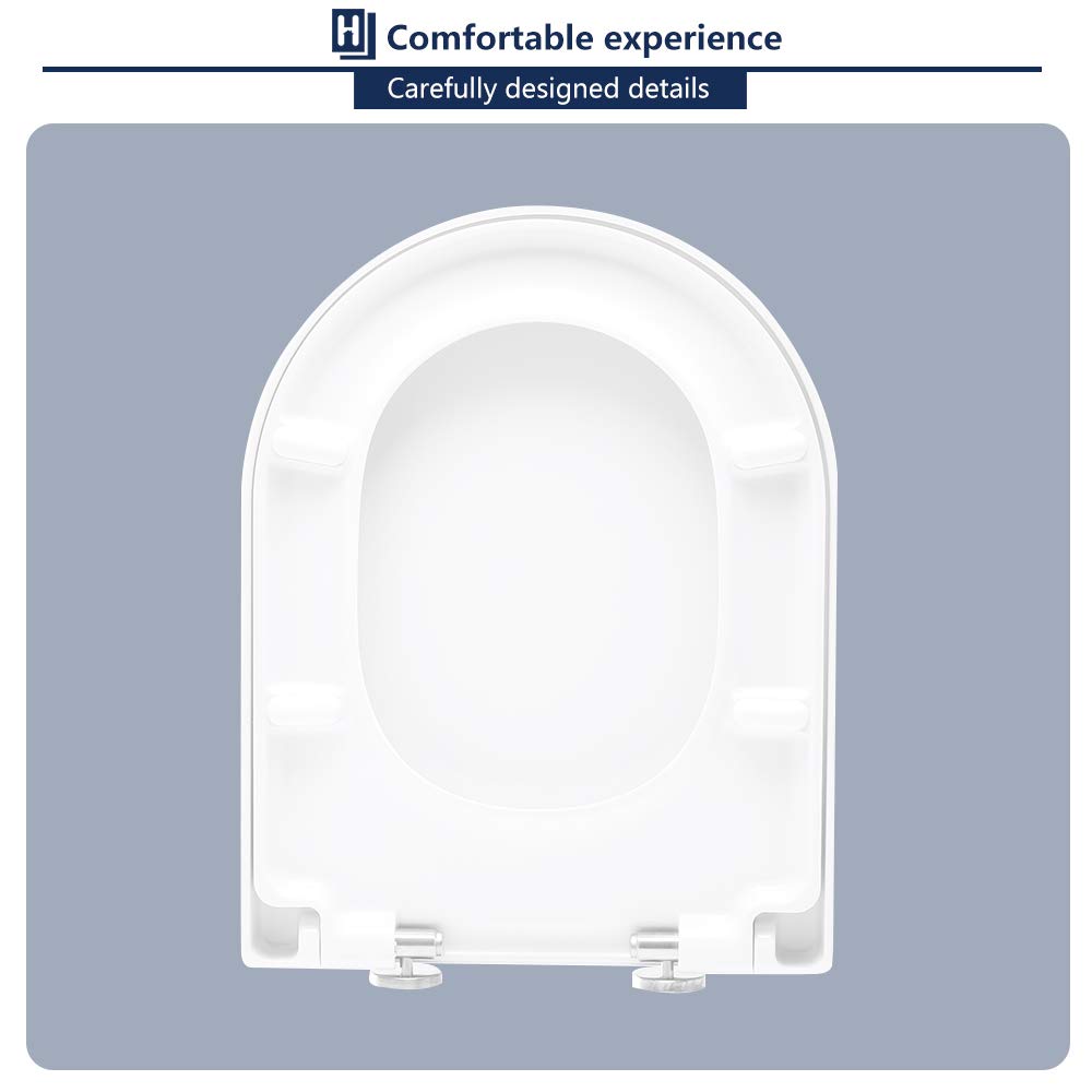 HOMELODY Abattants WC,Couvercle de Toilette Blanc,Matériau Épaissi d'Urée-formaldéhyde, Avec fonction de libération rapide et fonction,Acier inoxydable Charnière Réglable(435x360x40mm)