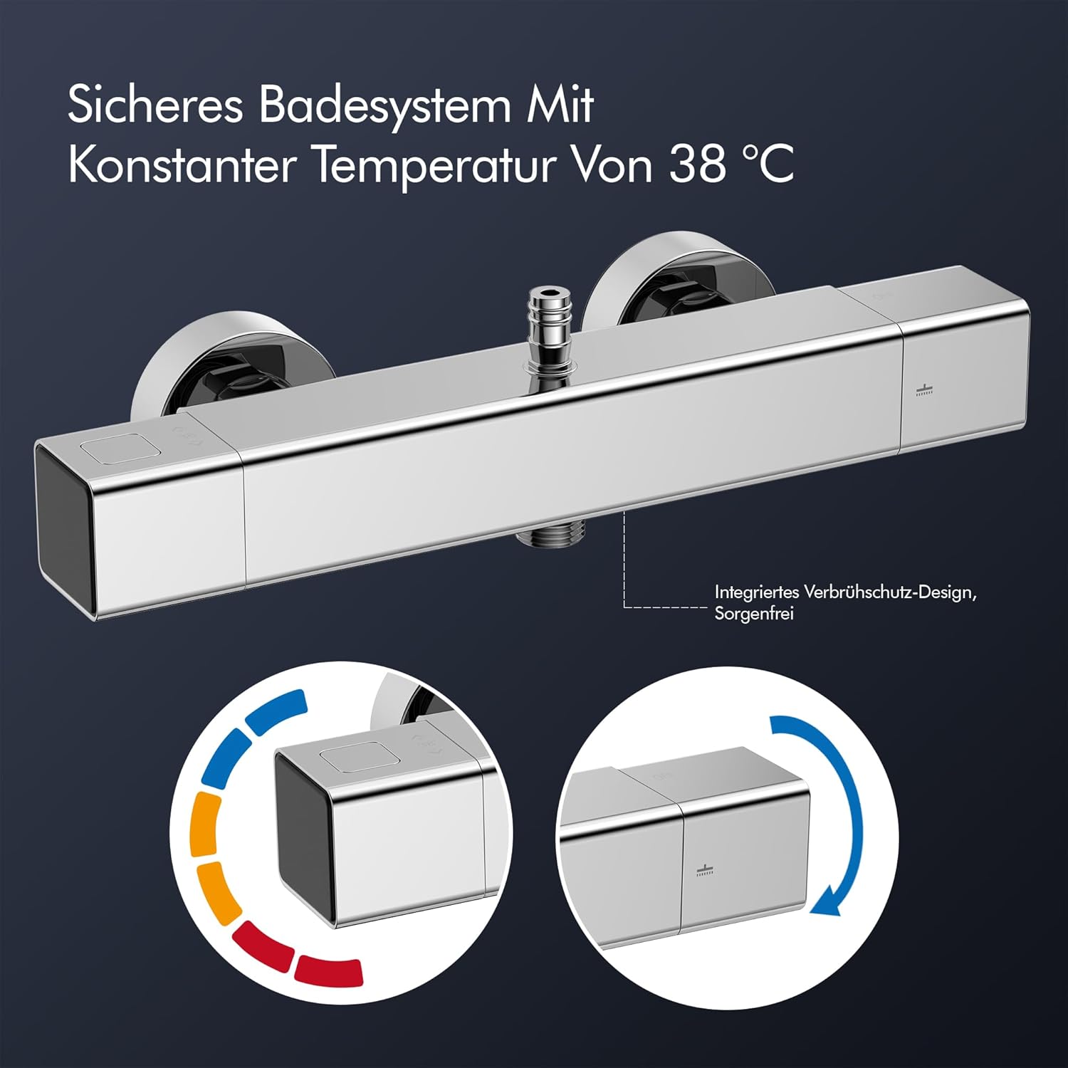 HOMELODY Système de douche avec thermostat, robinet de douche chromé