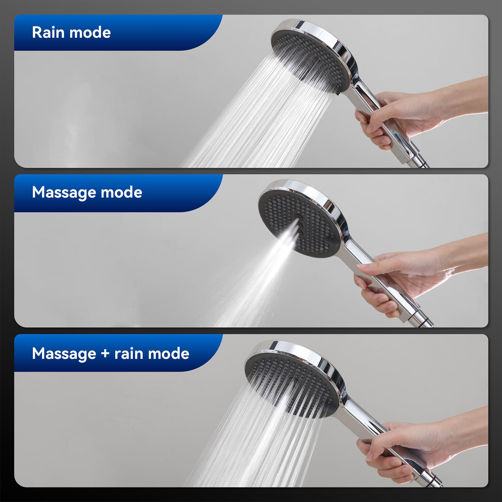 HOMELODY Système de douche avec thermostat, mitigeur de douche, 3 types de jets, pommeau de douche rond, douche de pluie, avec robinet, pommeau de douche de 30 cm, ensemble de douche