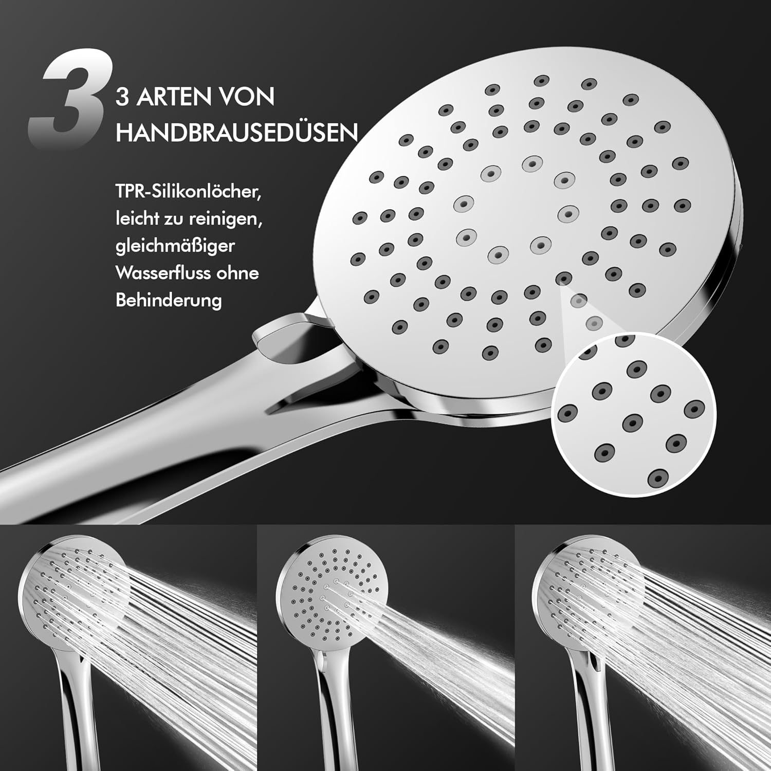 HOMELODY Système de douche avec thermostat, robinet de douche chromé, kit complet rond