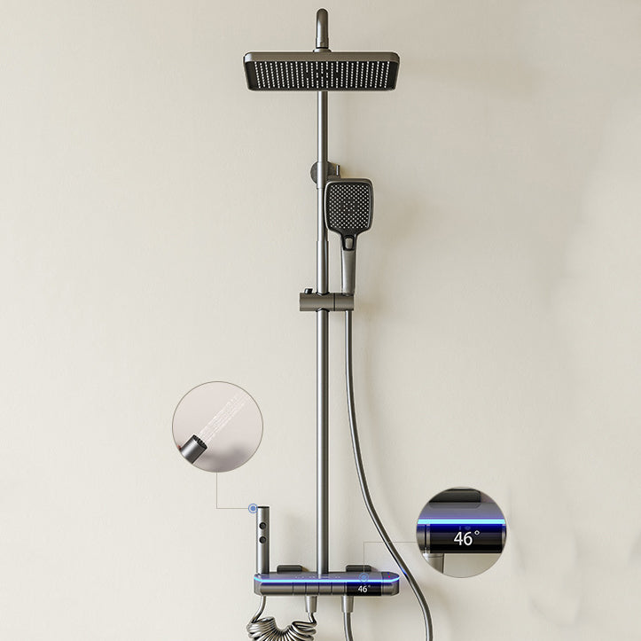 Homelody Thermostatique Hauteur Réglable Système de douche à affichage numérique avec mitigeur de Baignoire pour Salle de Bain 4 Fonctions à lumière ambiante