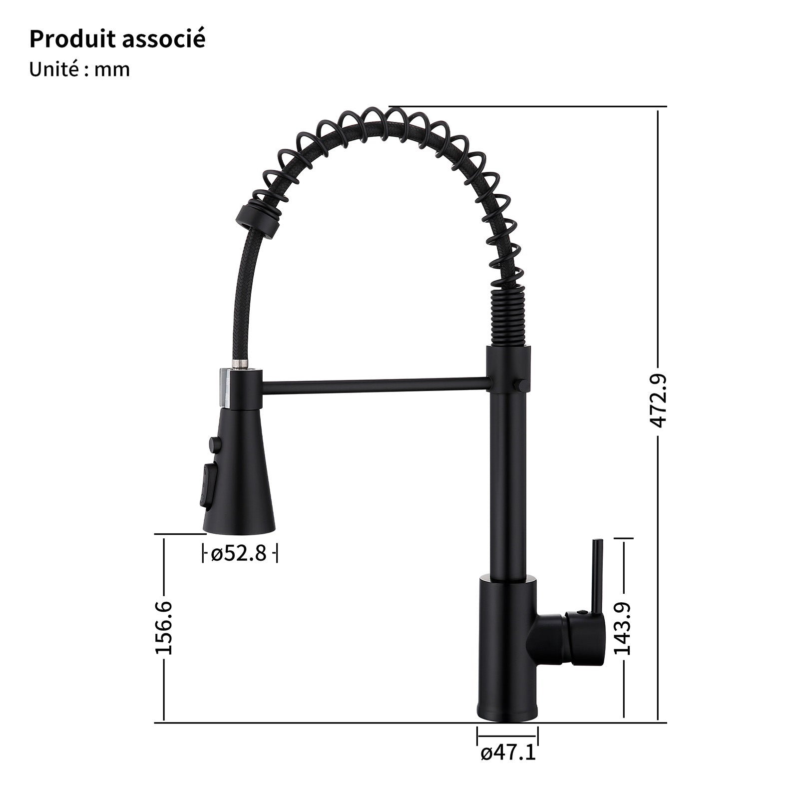 Homelody Mitigeur de Cuisine à Ressort 360° – Douchette 4 Fonctions, Contrôle Température & Débit