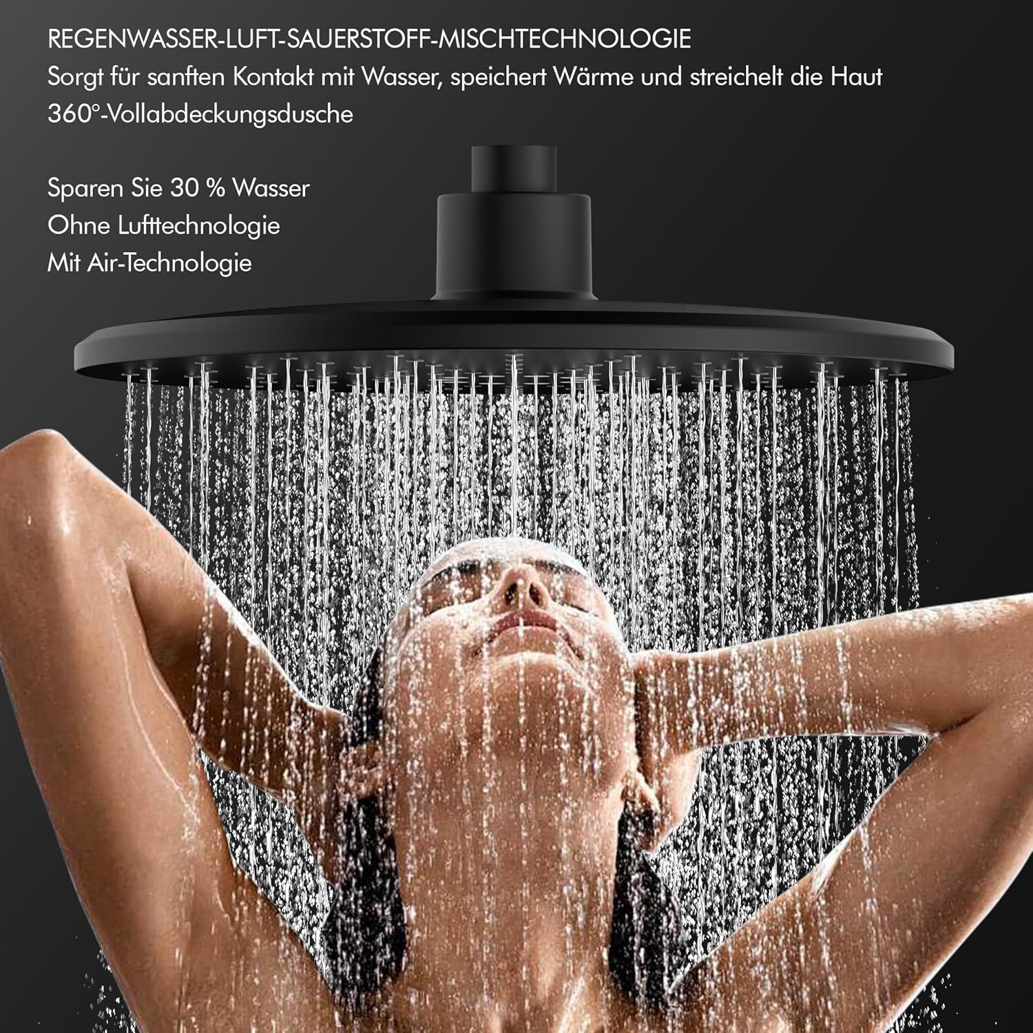 HOMELODY Système de douche avec thermostat noir - Kit complet rond
