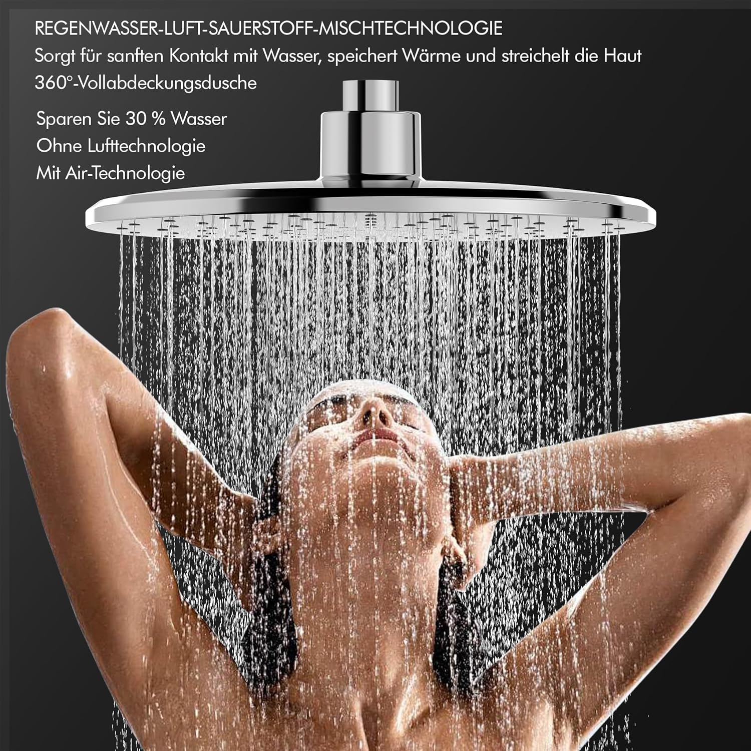 HOMELODY Système de douche avec thermostat, robinet de douche chromé, kit complet rond