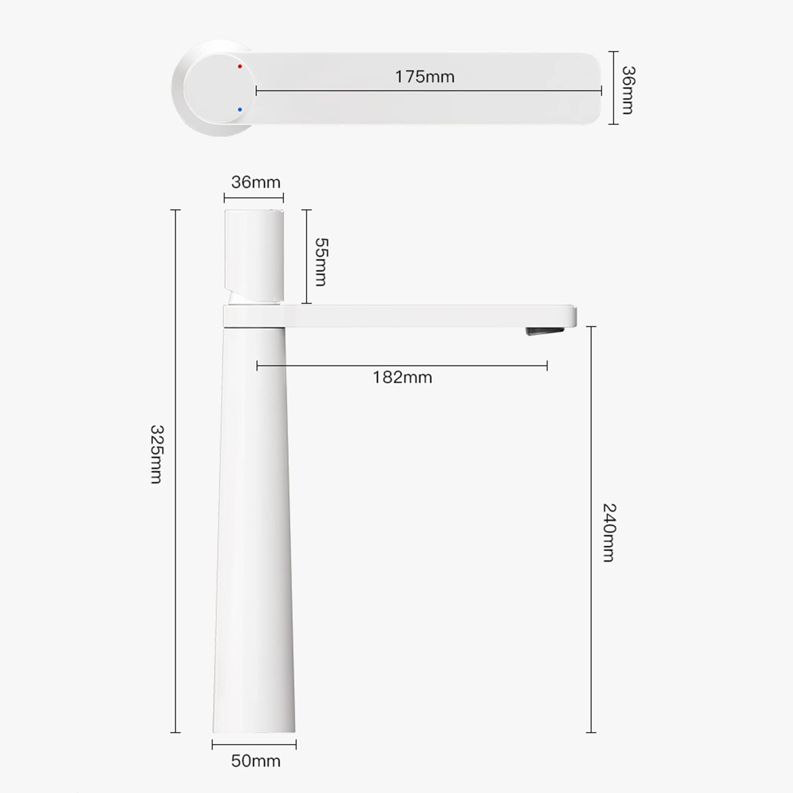Homelody Blanc Robinet Haut Homelody Mitigeur Lavabo pour Vasque à Poser Mono Levier Salle de Bain, Laiton