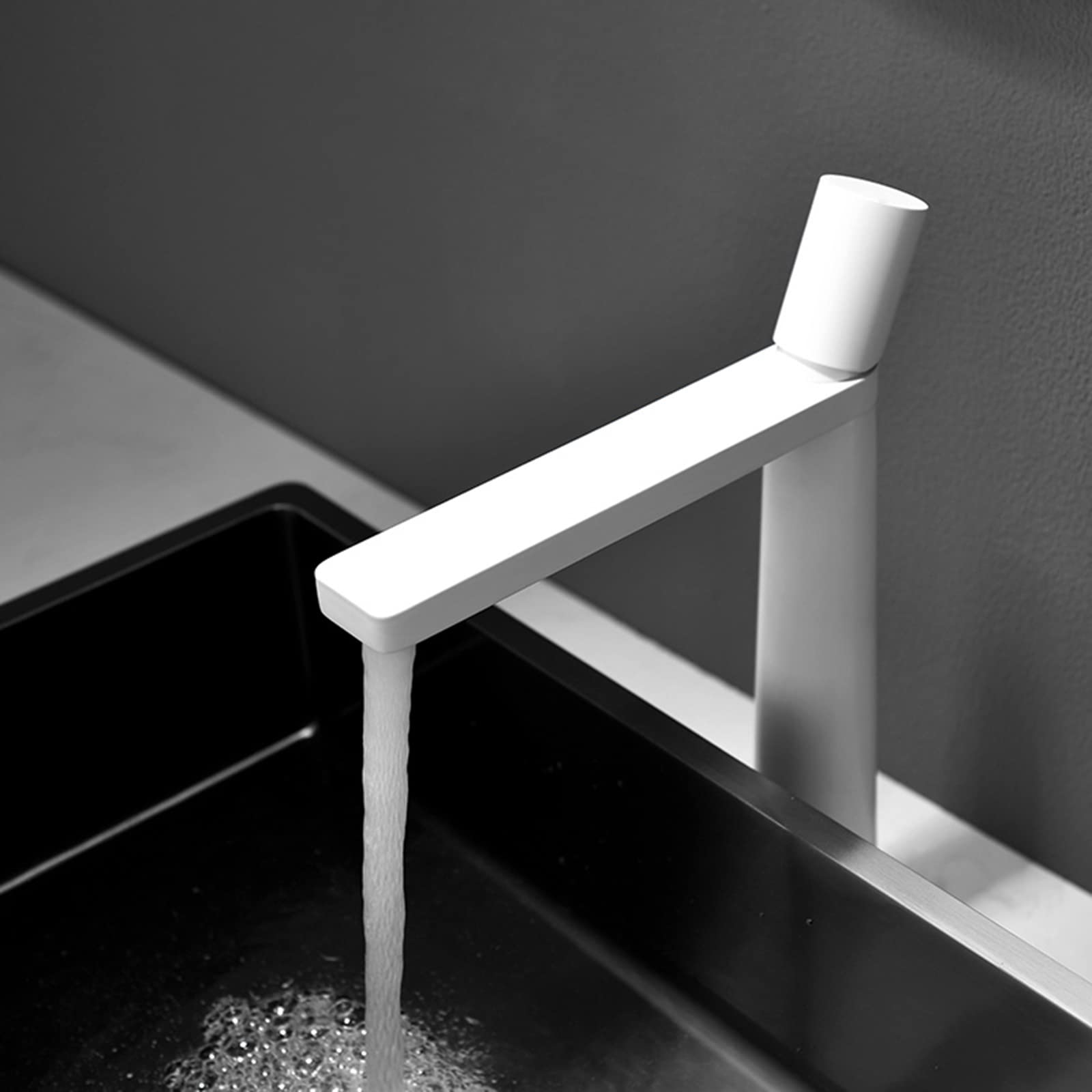 Homelody Blanc Robinet Haut Homelody Mitigeur Lavabo pour Vasque à Poser Mono Levier Salle de Bain, Laiton