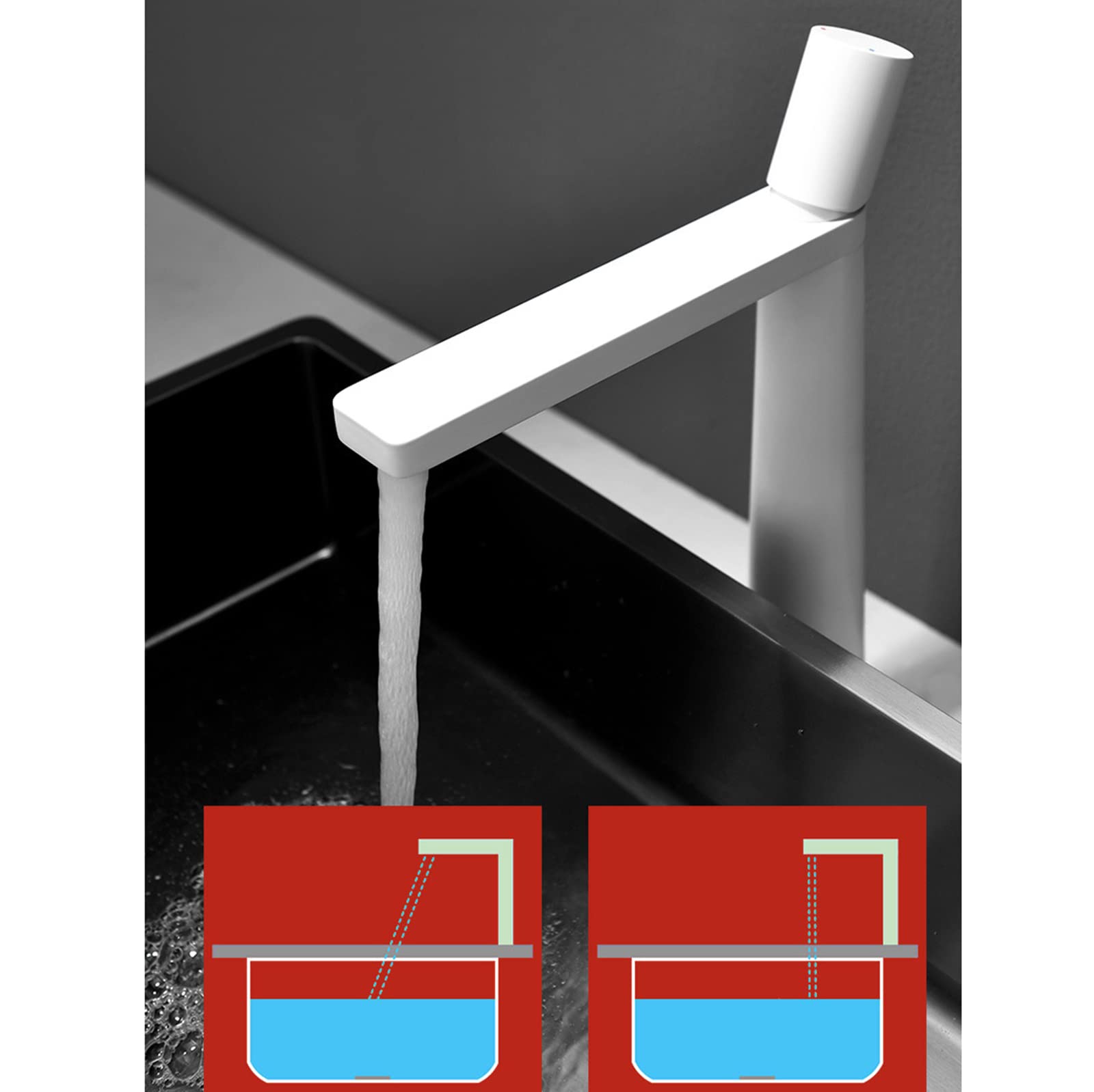 Homelody Blanc Robinet Haut Homelody Mitigeur Lavabo pour Vasque à Poser Mono Levier Salle de Bain, Laiton