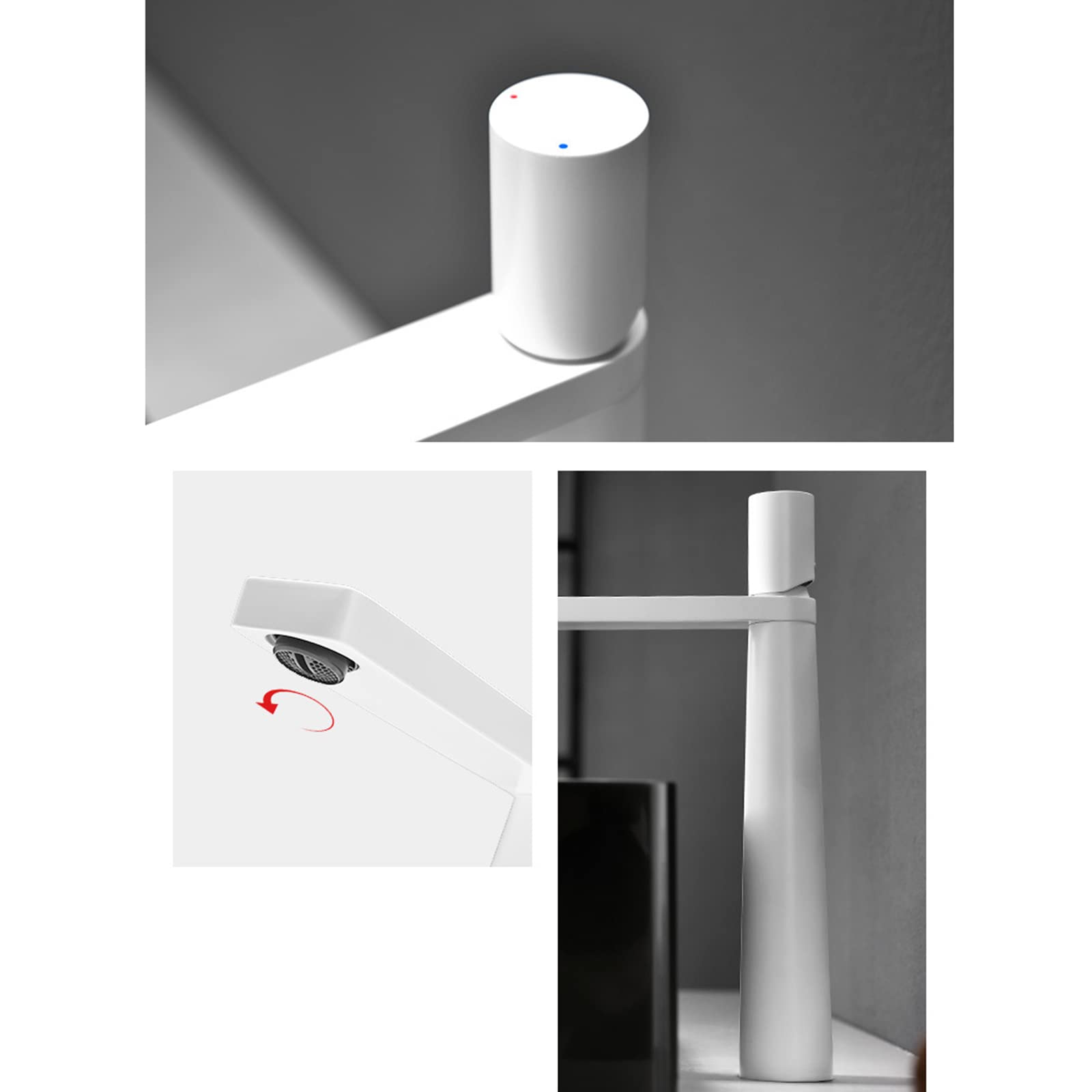 Homelody Blanc Robinet Haut Homelody Mitigeur Lavabo pour Vasque à Poser Mono Levier Salle de Bain, Laiton